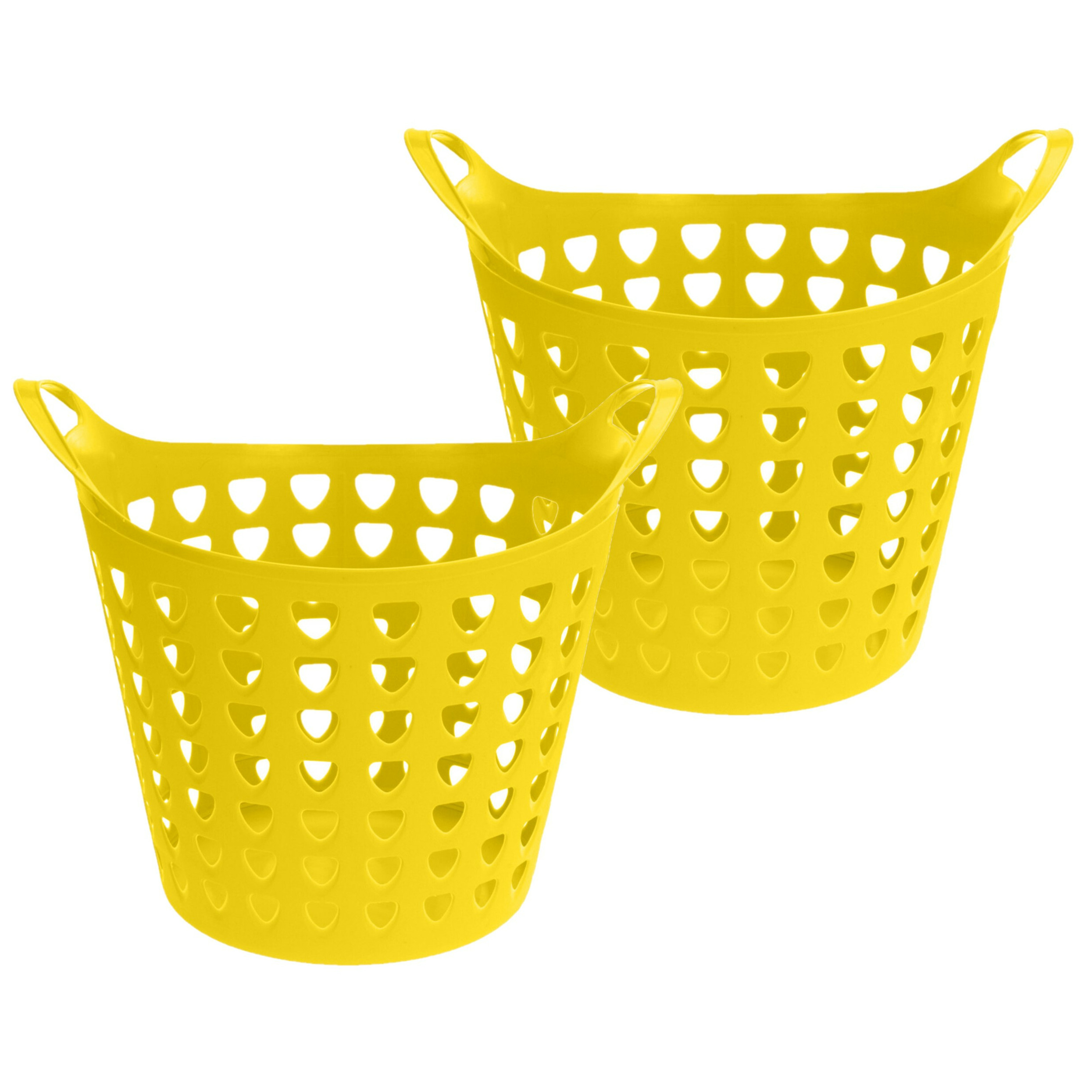 Flexibele wasmand - 2x - geel - 26 liter - kunststof - 40 x 42 cm -