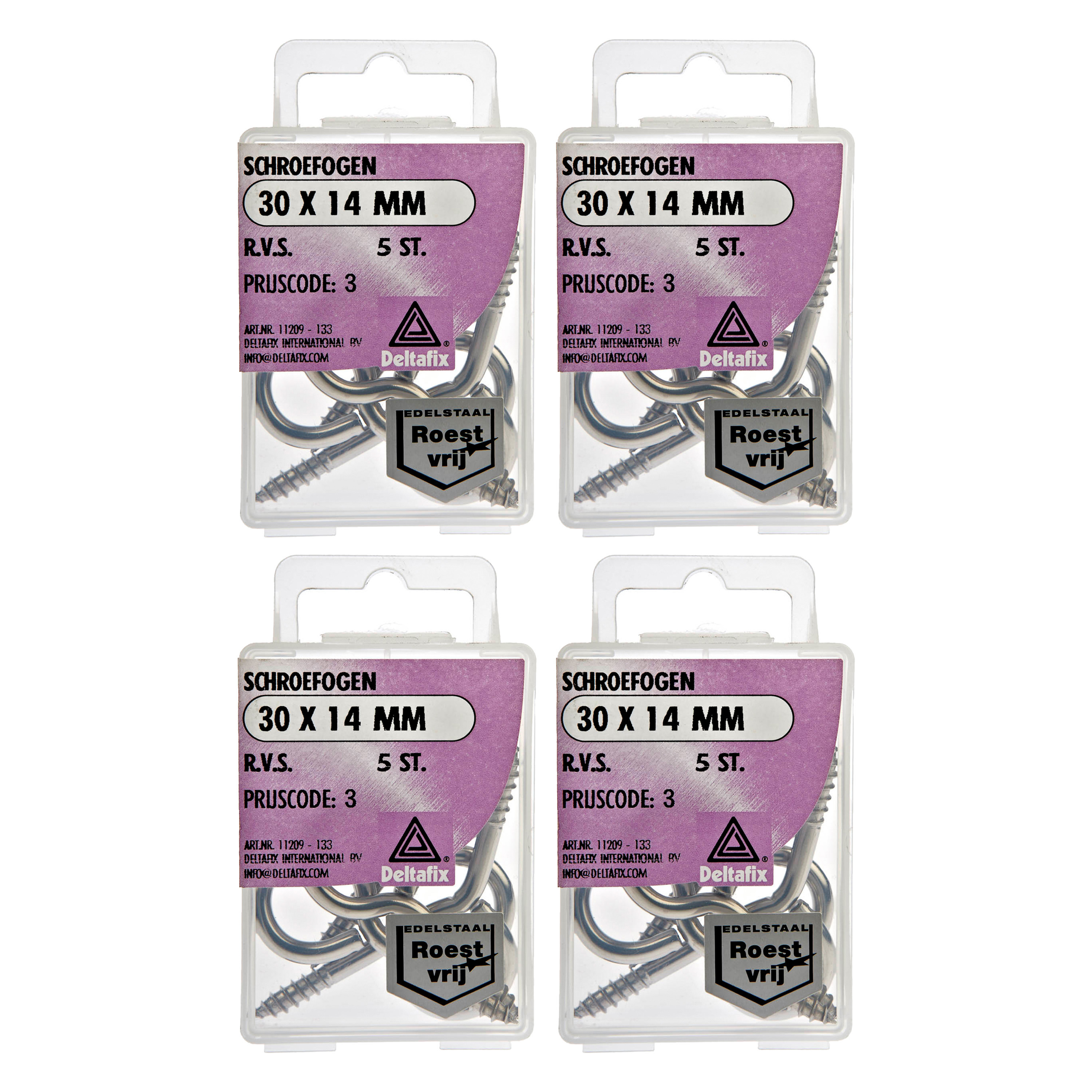Deltafix Schroefogen - 20x - verzinkt metaal - 30 x 14 mm - ijzerwaren -