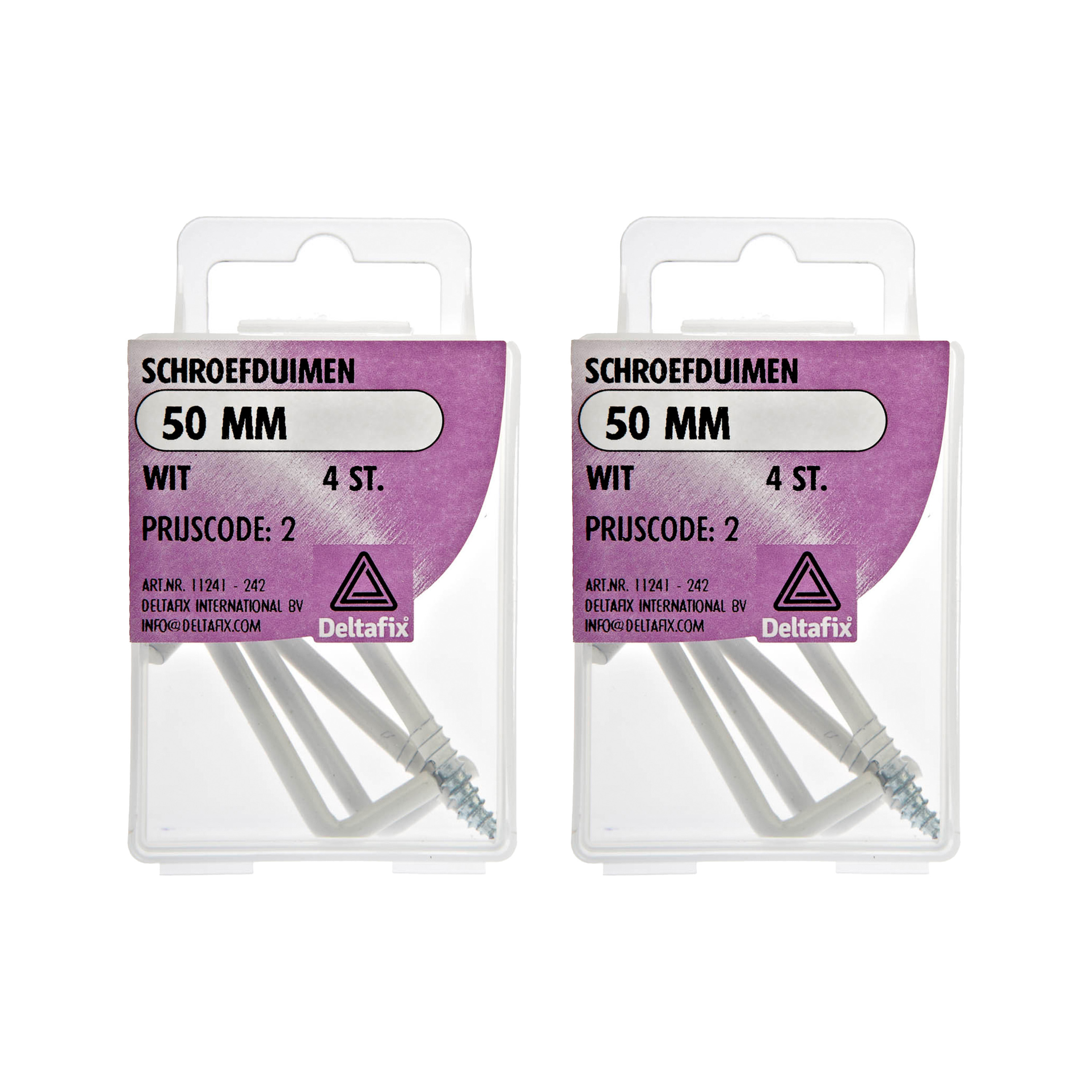 Deltafix Schroefduimen - 10x - gecoat metaal - 50 mm - wit - ijzerwaren -