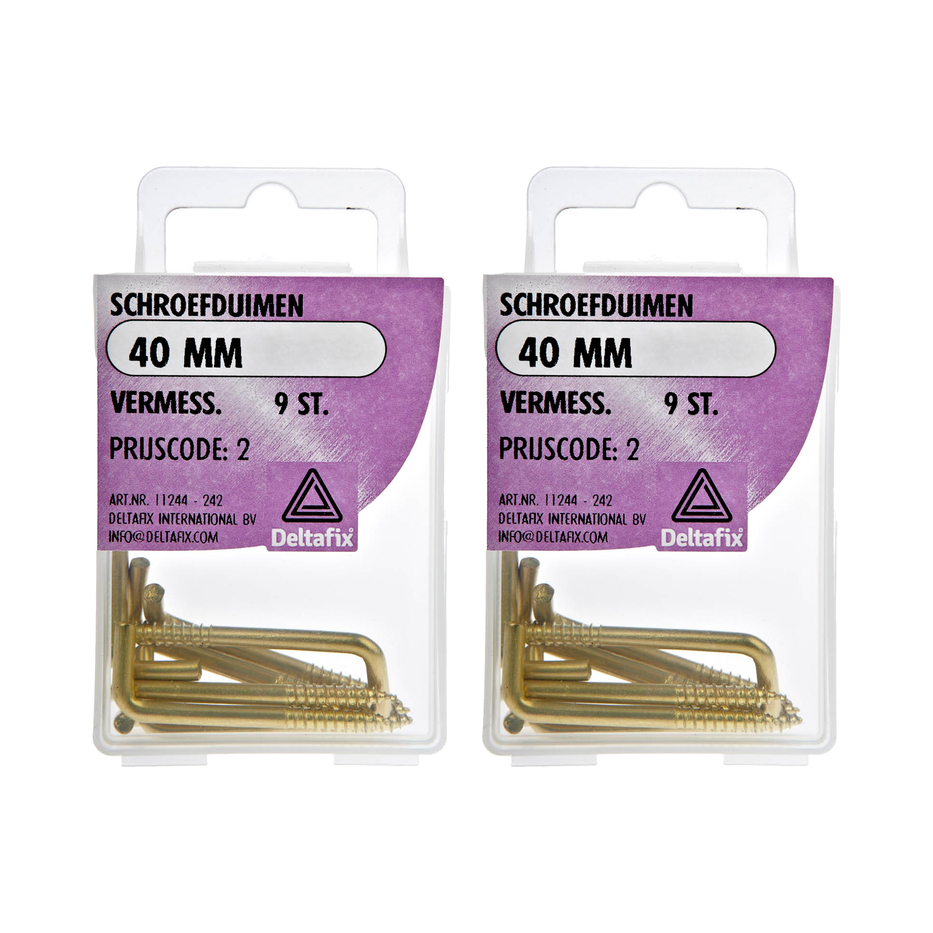 Deltafix Schroefduimen - 18x - vermessingd metaal - 40 mm - ijzerwaren -
