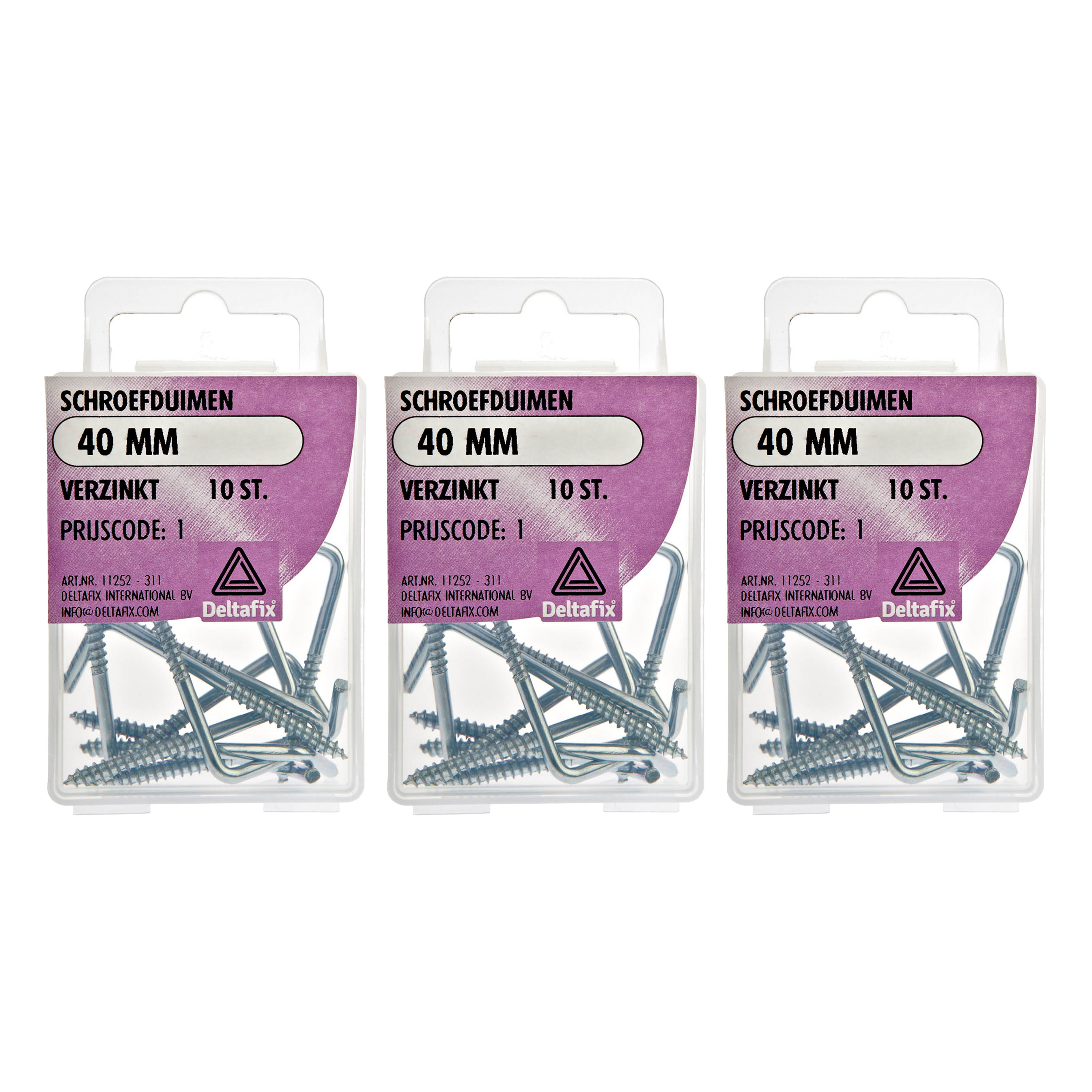 Deltafix Schroefduimen - 30x - verzinkt metaal - 40 mm - ijzerwaren -