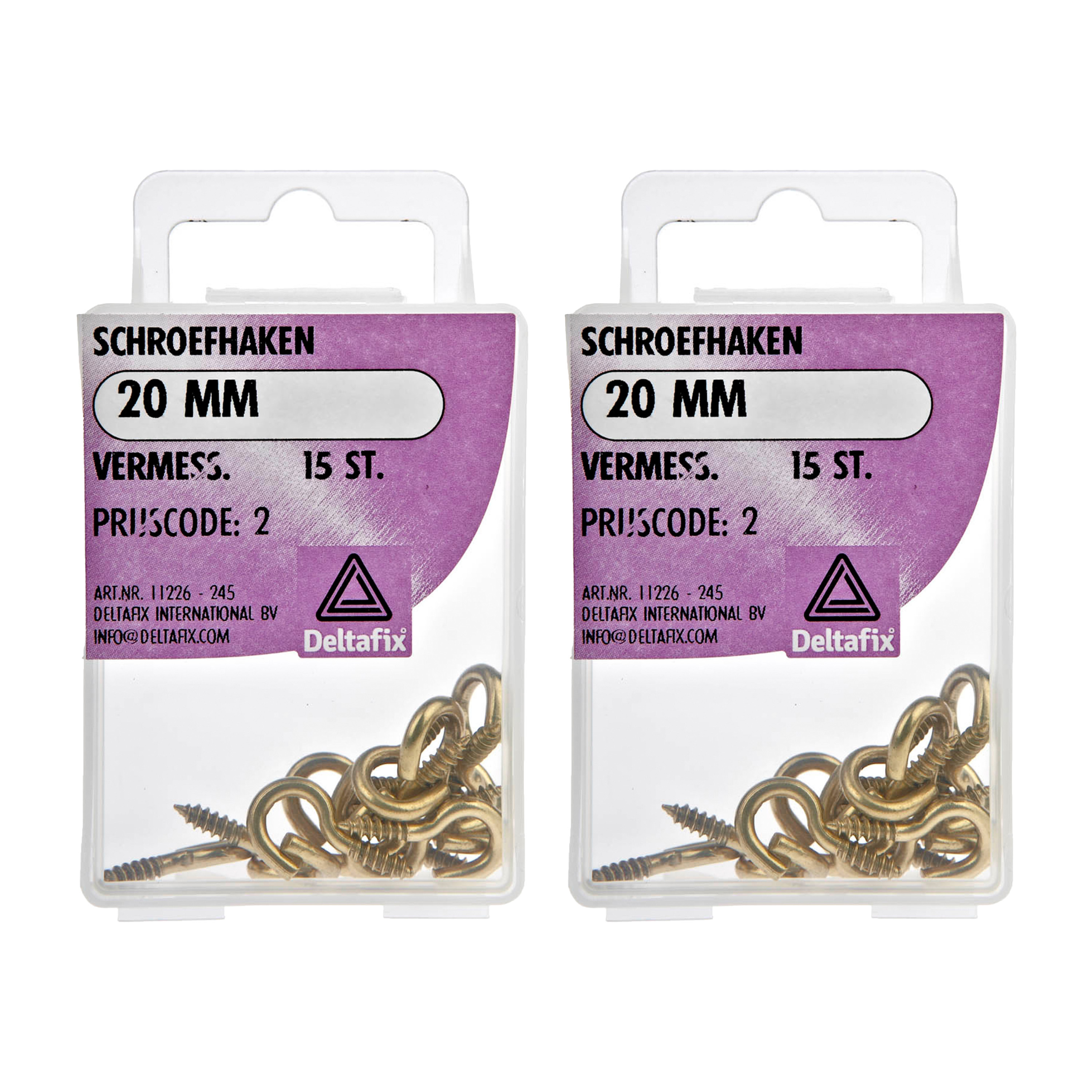 Deltafix Schroefhaken - 30x - vermessingd metaal - 20 mm - ijzerwaren -