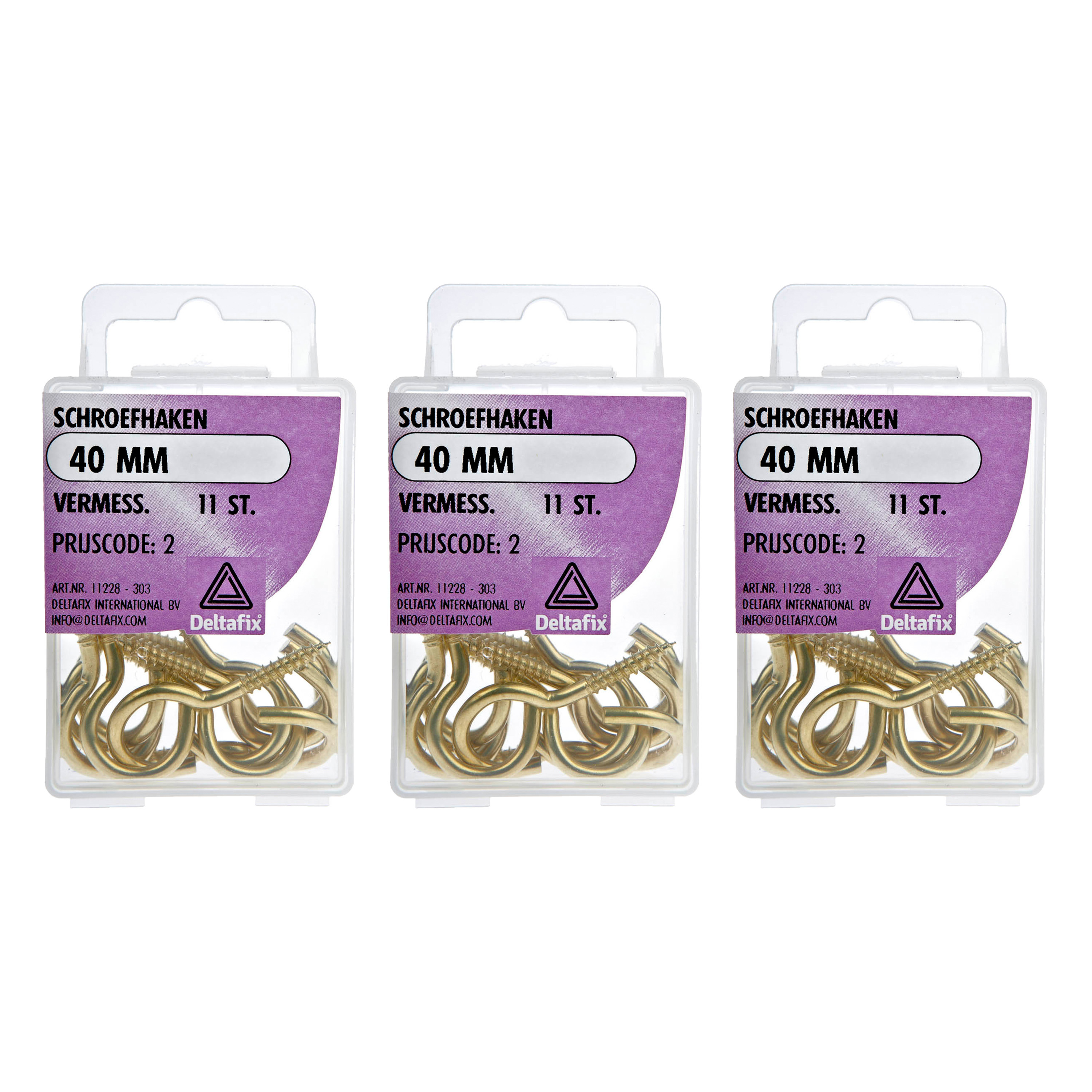 Deltafix Schroefhaken - 33x - vermessingd metaal - 40 mm - ijzerwaren -