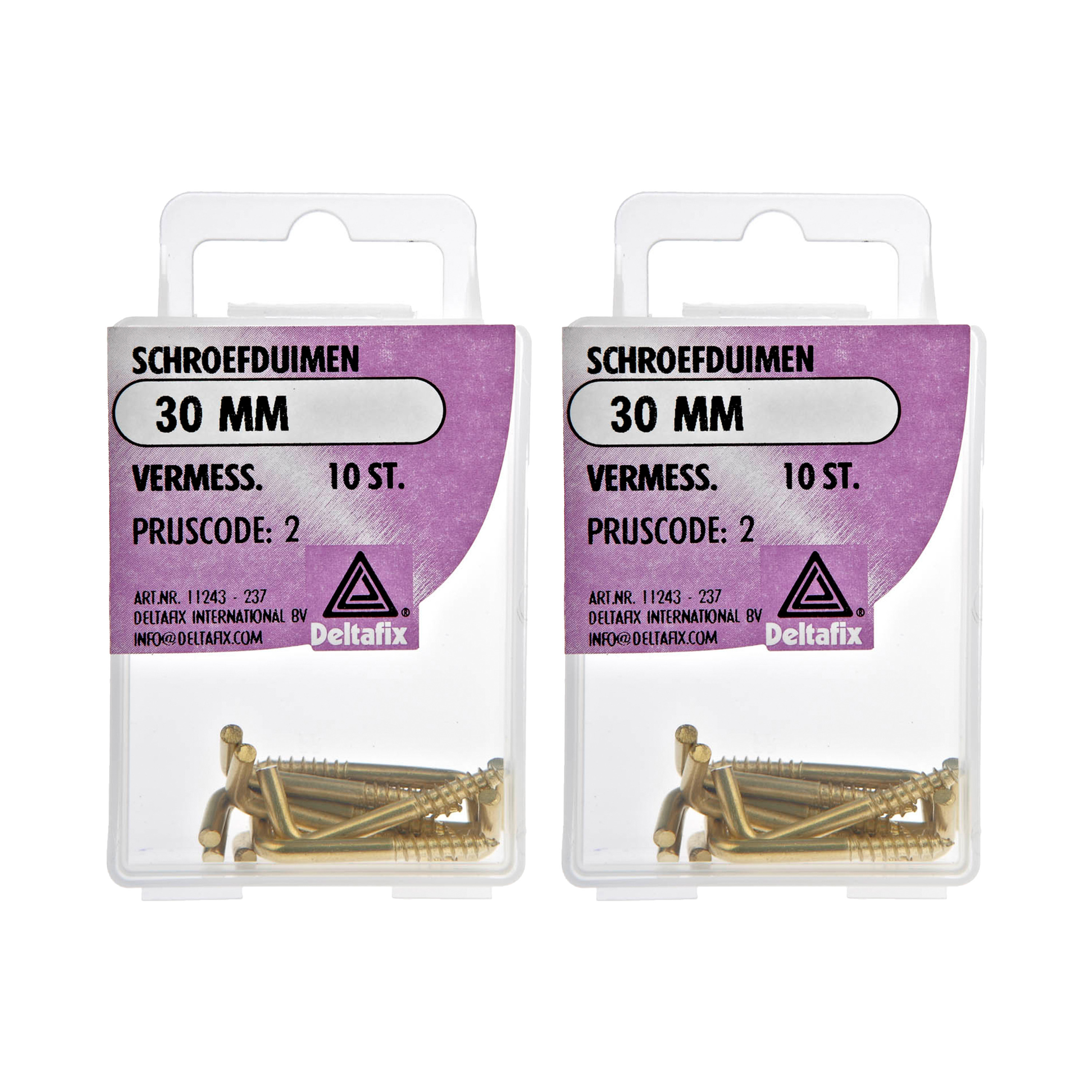 Deltafix Schroefduimen - 20x - vermessingd metaal - 30 mm - ijzerwaren -