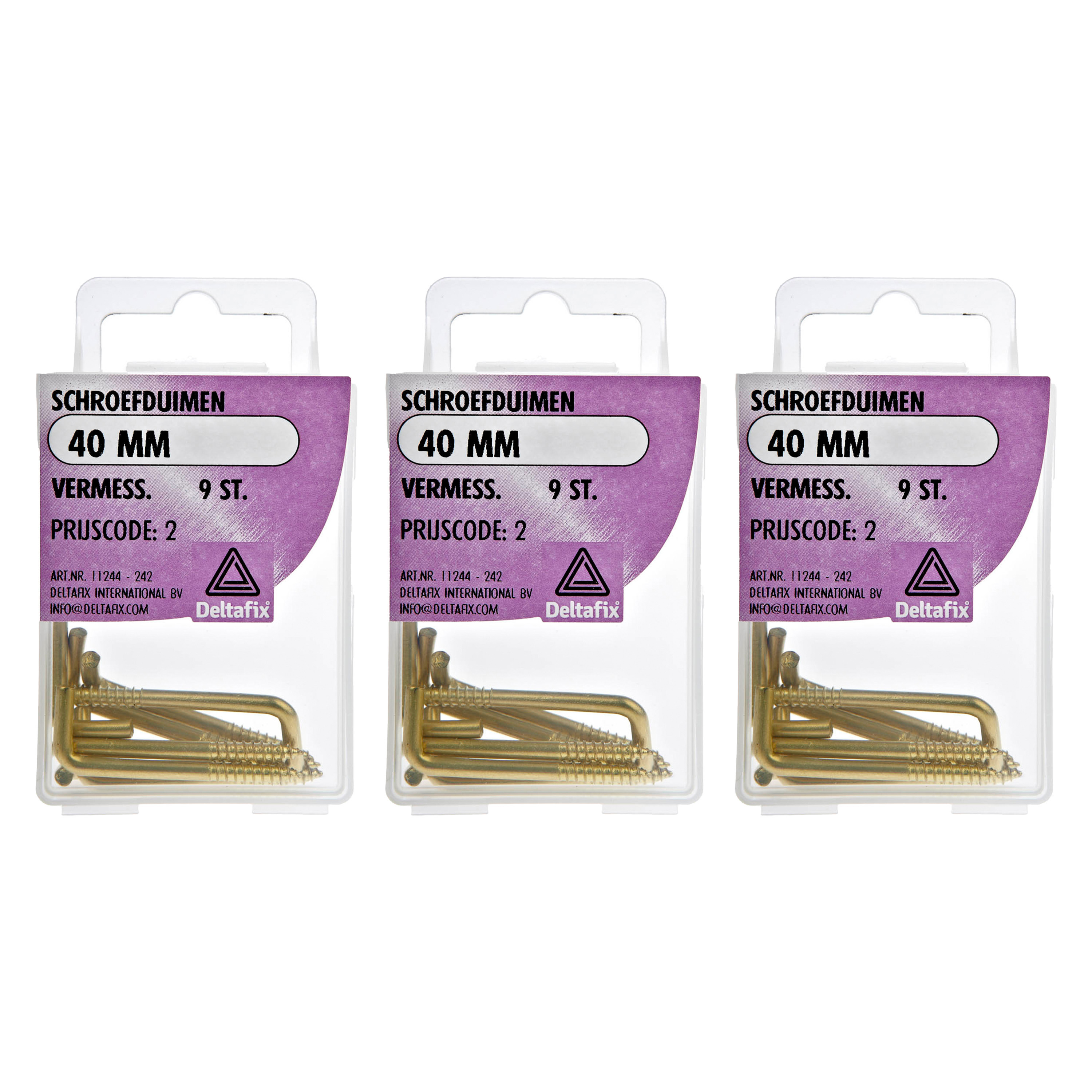 Deltafix Schroefduimen - 27x - vermessingd metaal - 40 mm - ijzerwaren -