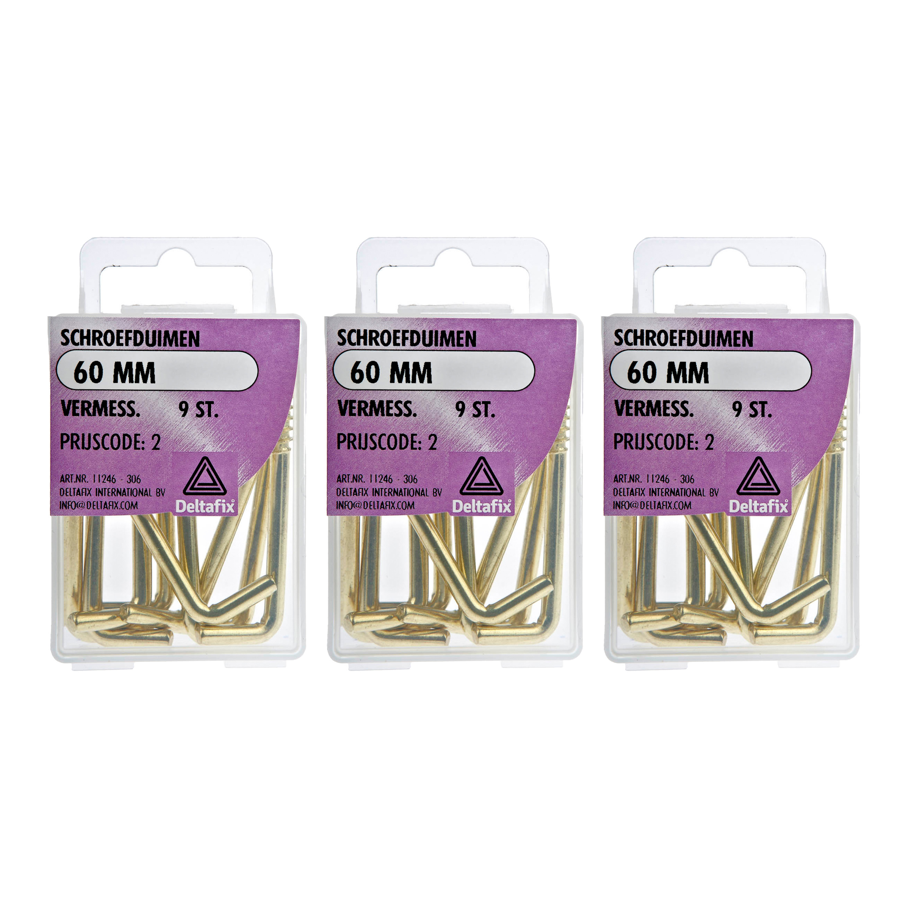 Deltafix Schroefduimen - 27x - vermessingd metaal - 60 mm - ijzerwaren -