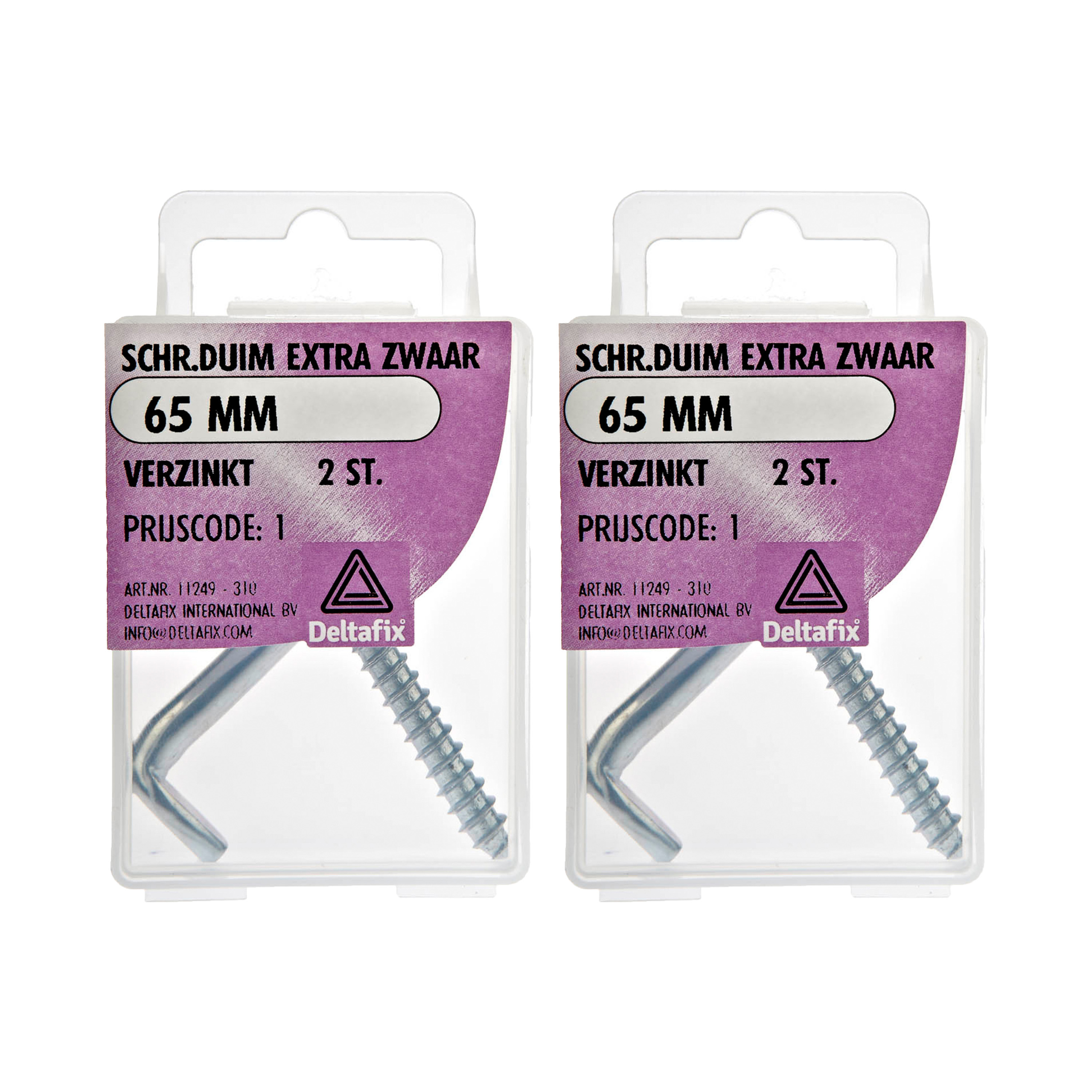 Deltafix Schroefduimen - 4x - verzinkt metaal - 65 mm - ijzerwaren -