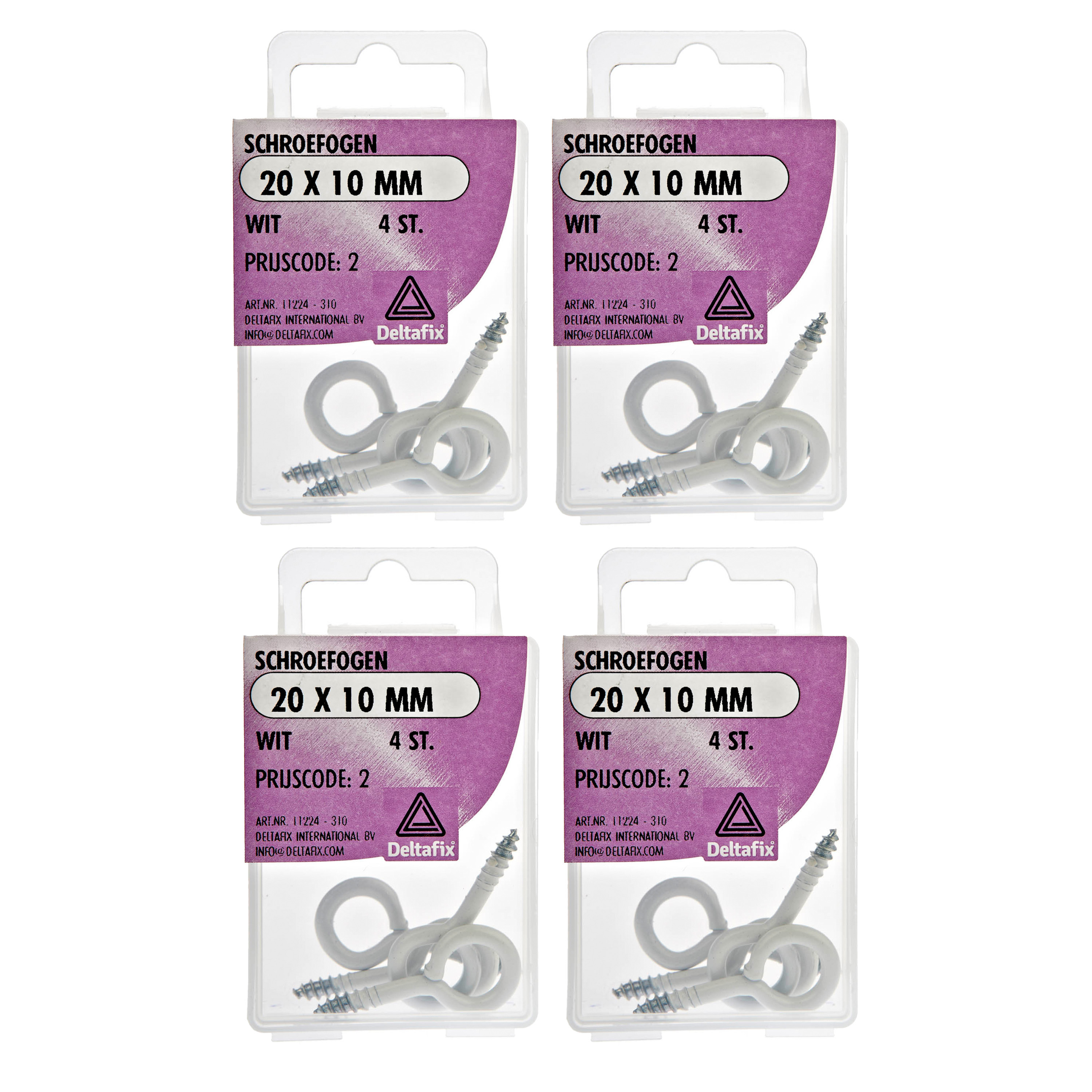 Deltafix Schroefogen - 16x - verzinkt metaal - wit - 20 x 10 mm - ijzerwaren -