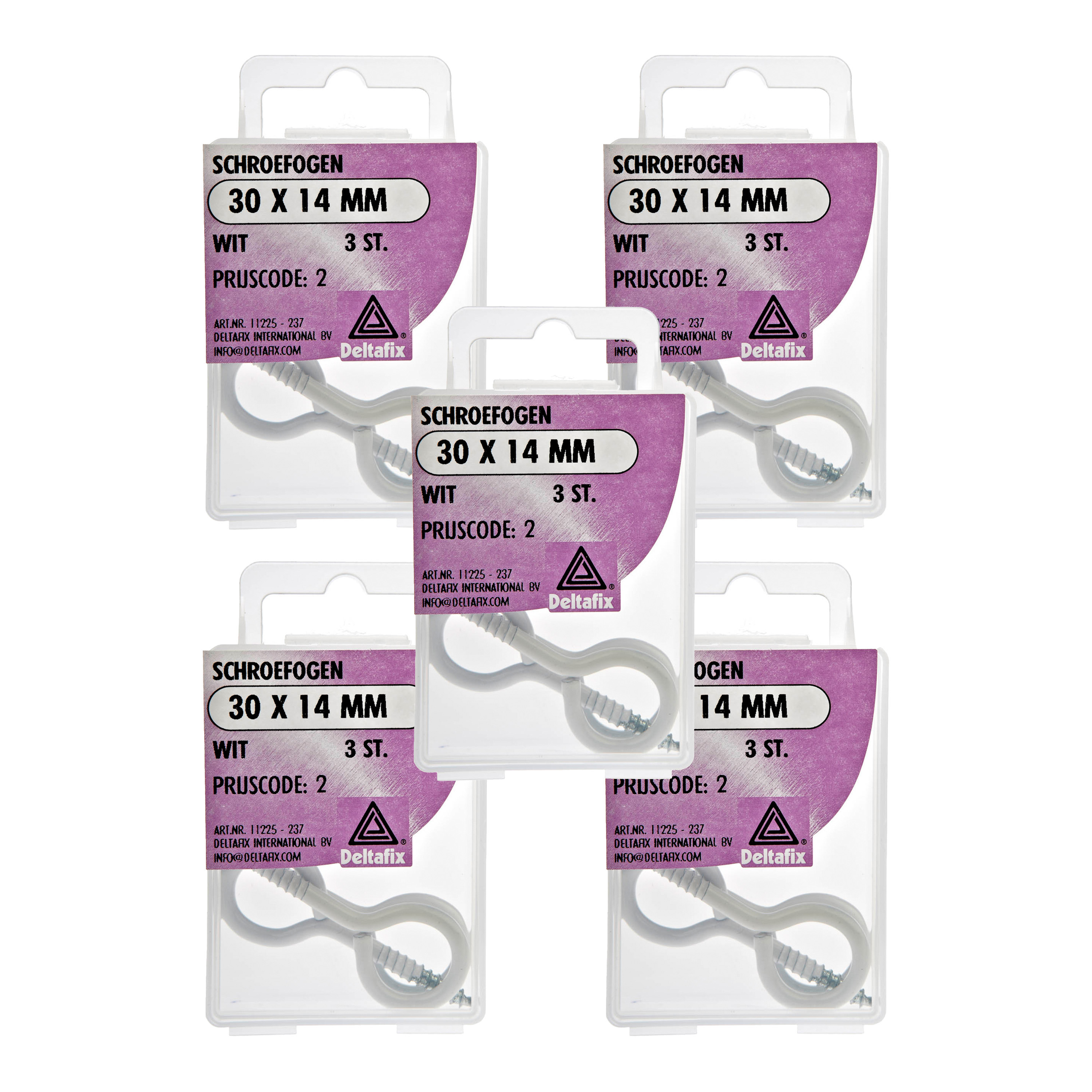 Deltafix Schroefogen - 15x - verzinkt metaal - wit - 30 x 14 mm - ijzerwaren -