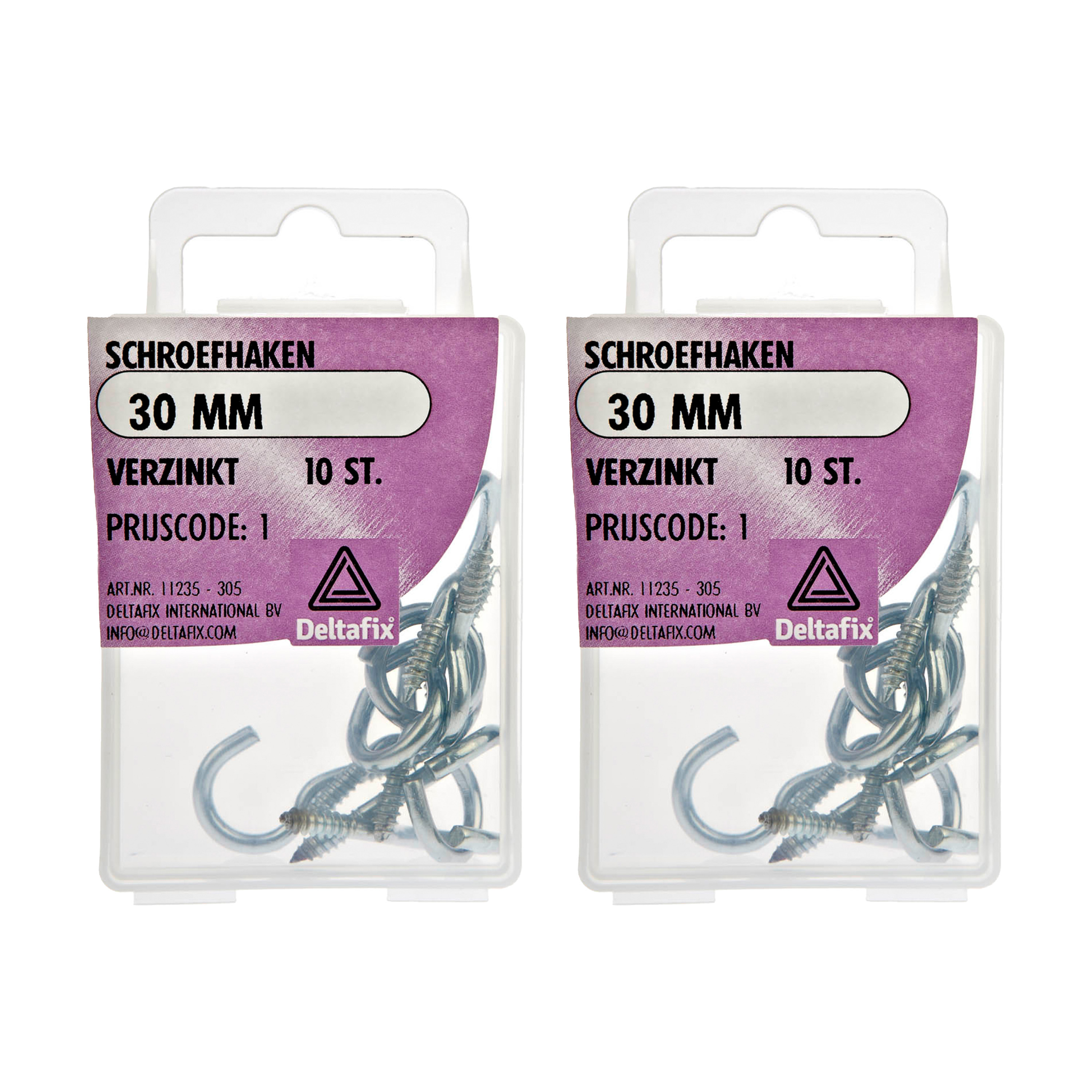 Deltafix Schroefhaken - 20x - verzinkt metaal - 30 mm - ijzerwaren -