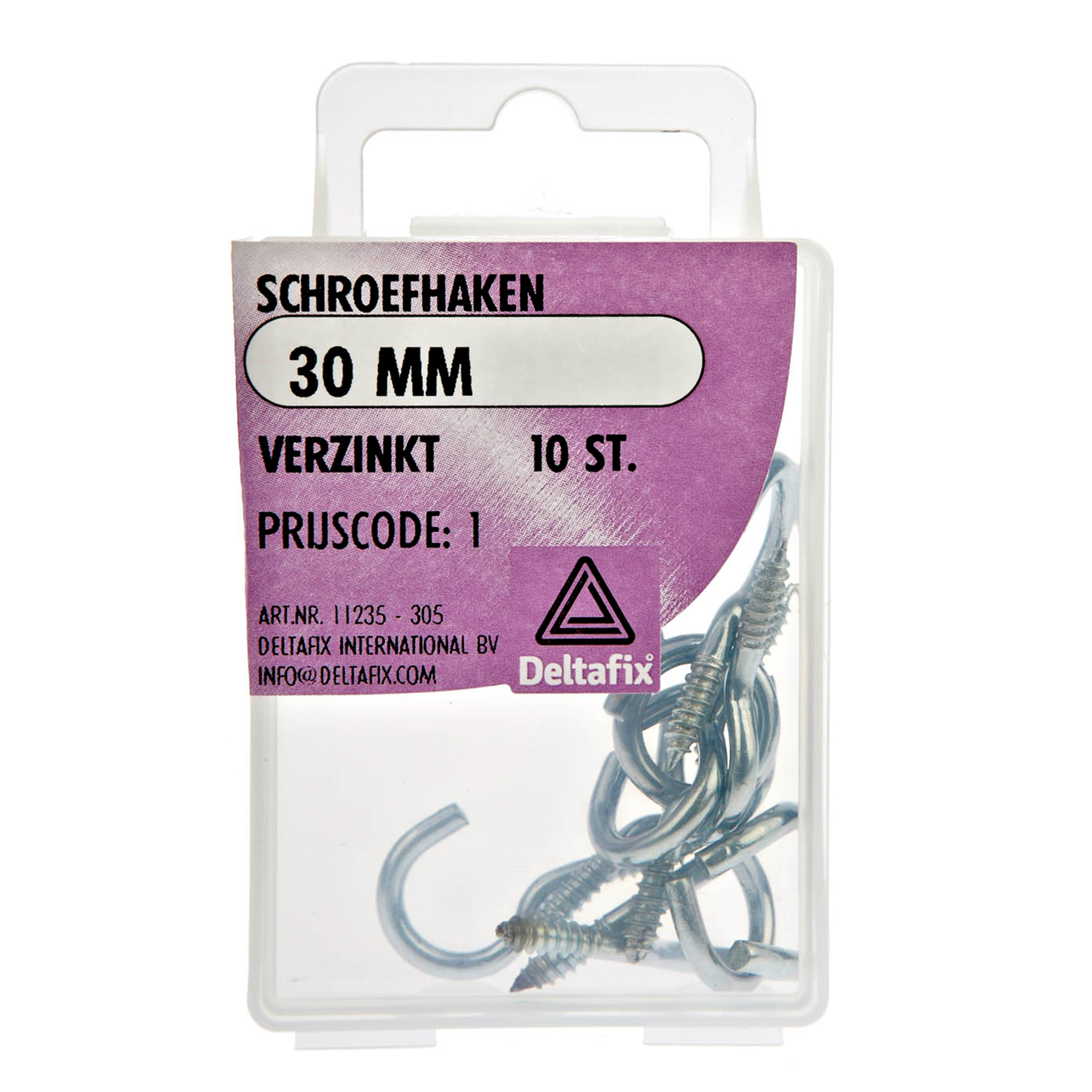 Deltafix Schroefhaken - 10x - verzinkt metaal - 30 mm - ijzerwaren -