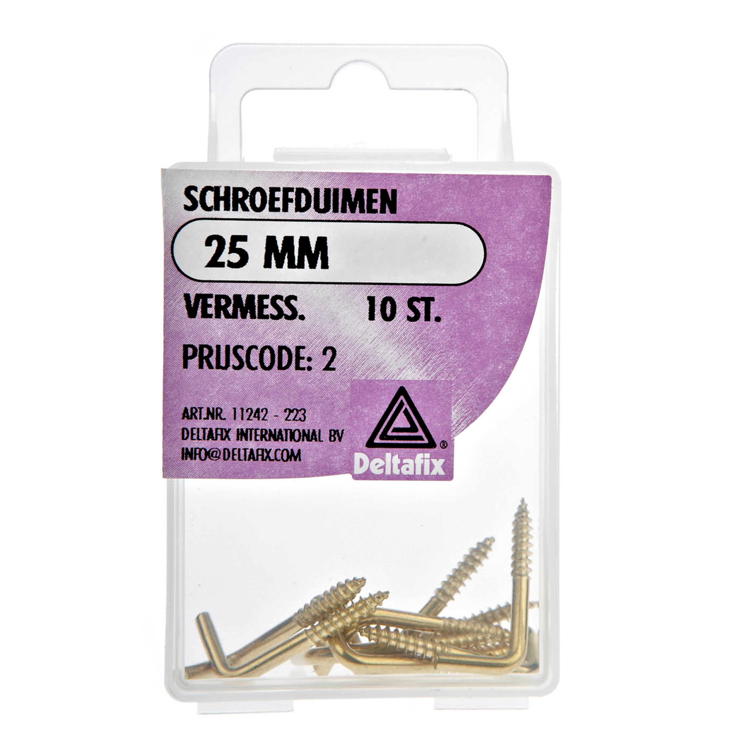 Deltafix Schroefduimen - 10x - vermessingd metaal - 25 mm - ijzerwaren -