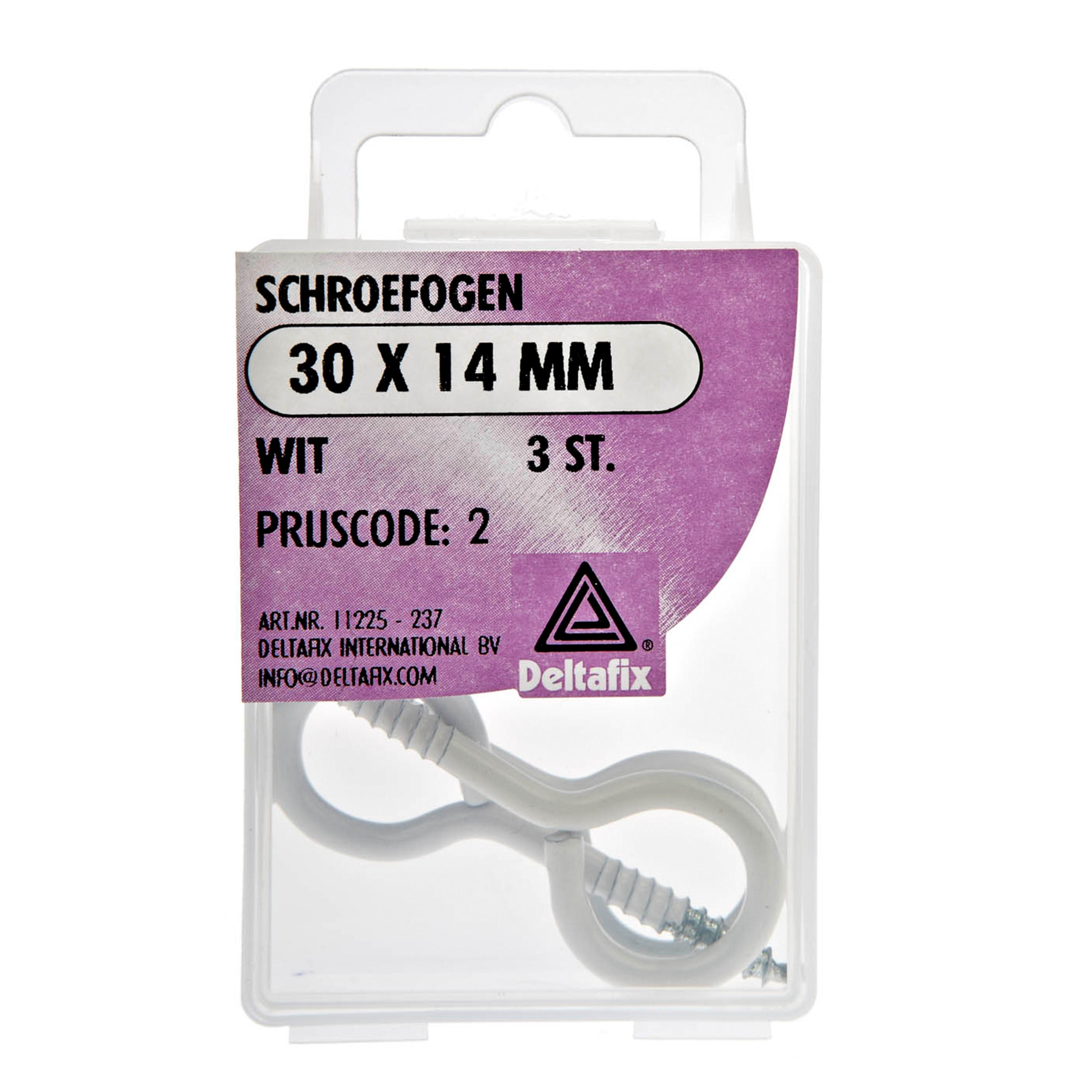 Deltafix Schroefogen - 3x - verzinkt metaal - wit - 30 x 14 mm - ijzerwaren -