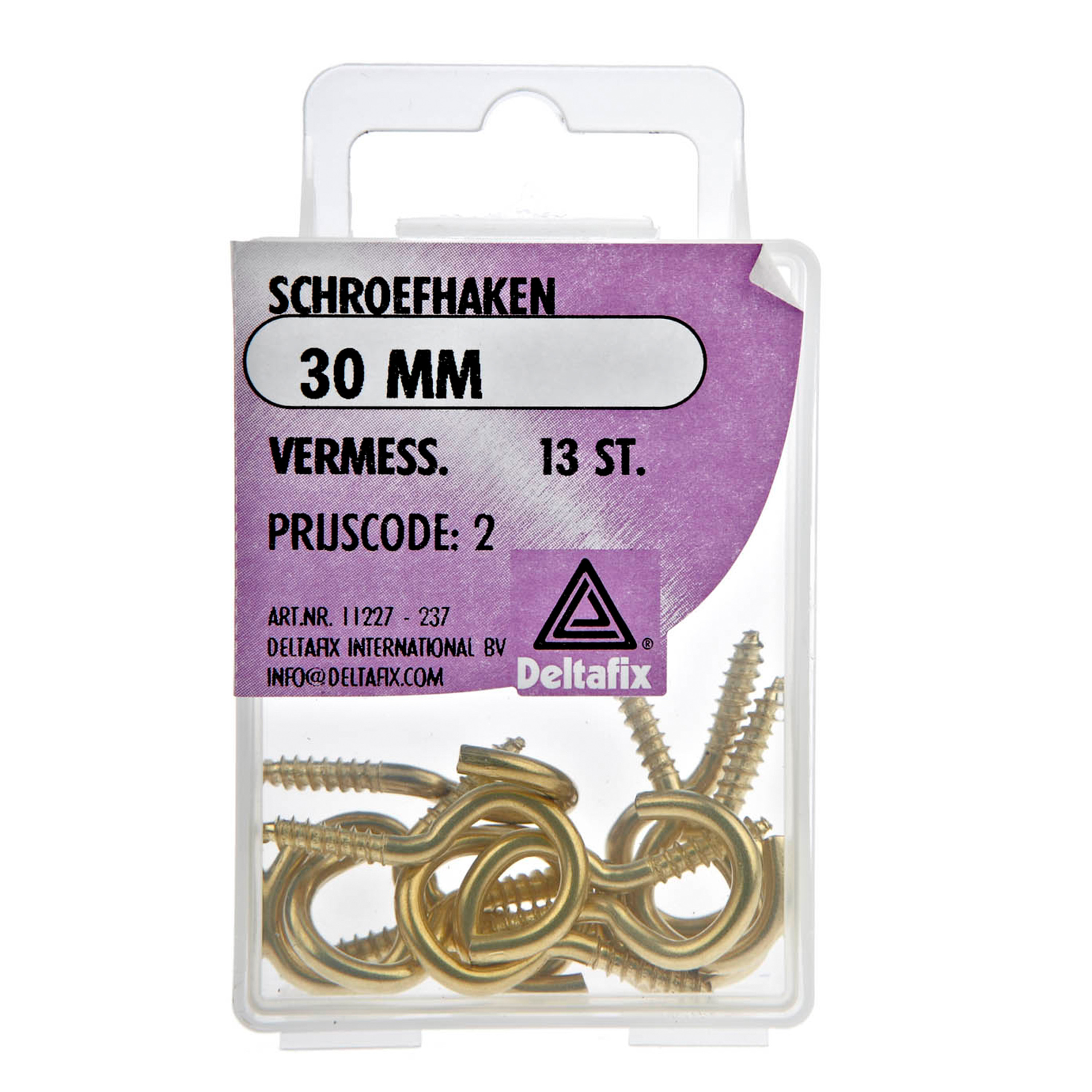 Deltafix Schroefhaken - 13x - vermessingd metaal - 30 mm - ijzerwaren -