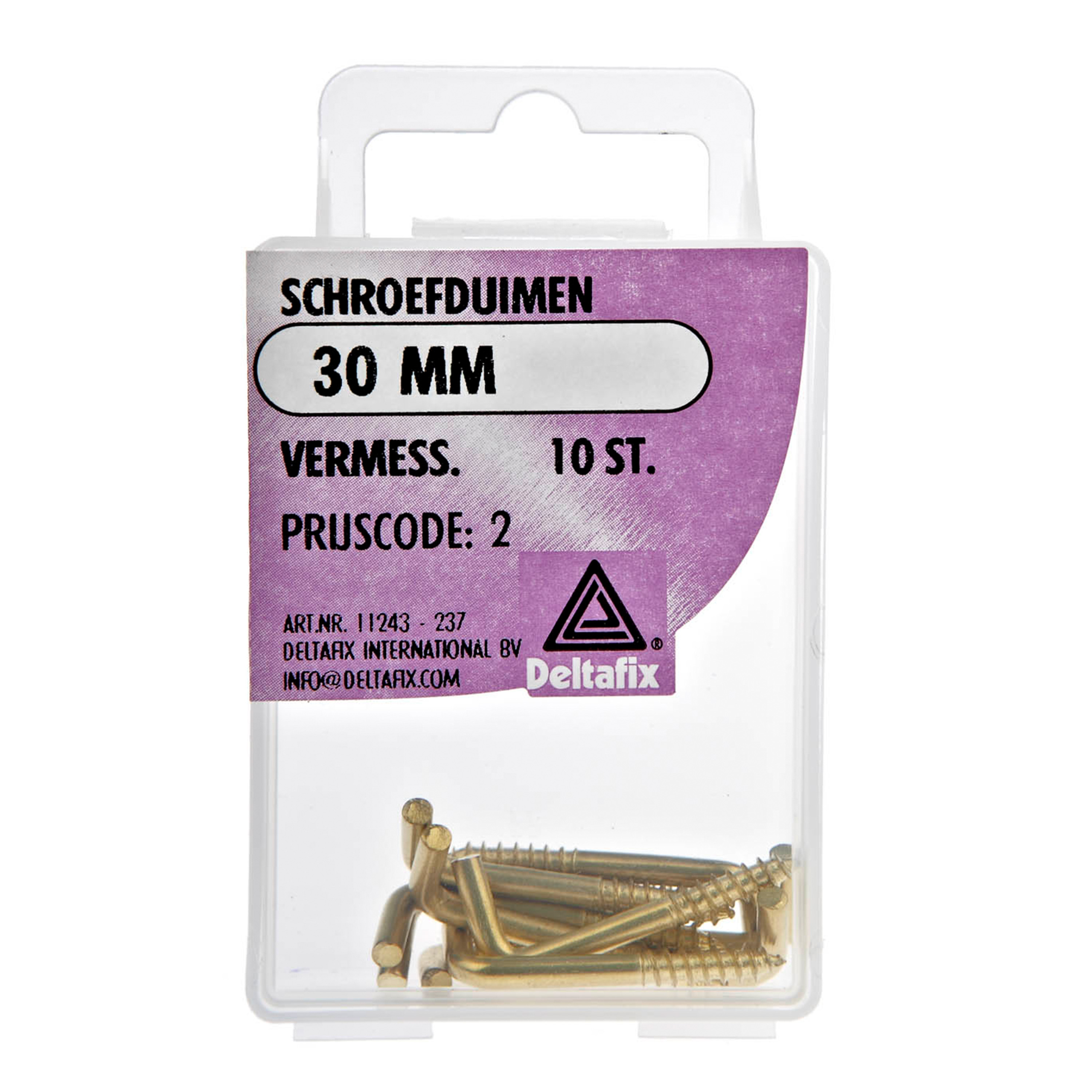 Deltafix Schroefduimen - 10x - vermessingd metaal - 30 mm - ijzerwaren -