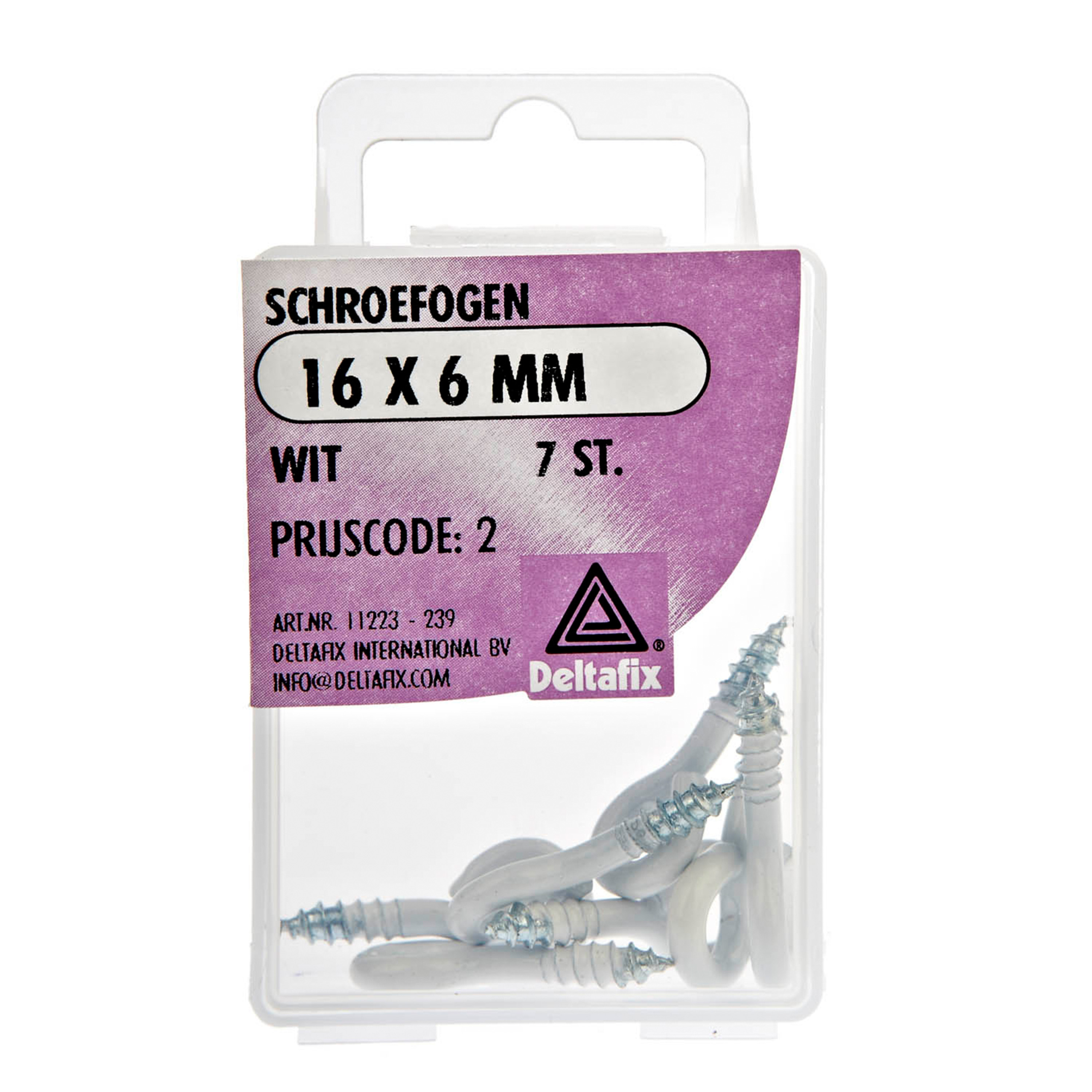 Deltafix Schroefogen - 7x - verzinkt metaal - wit - 16 x 6 mm - ijzerwaren -