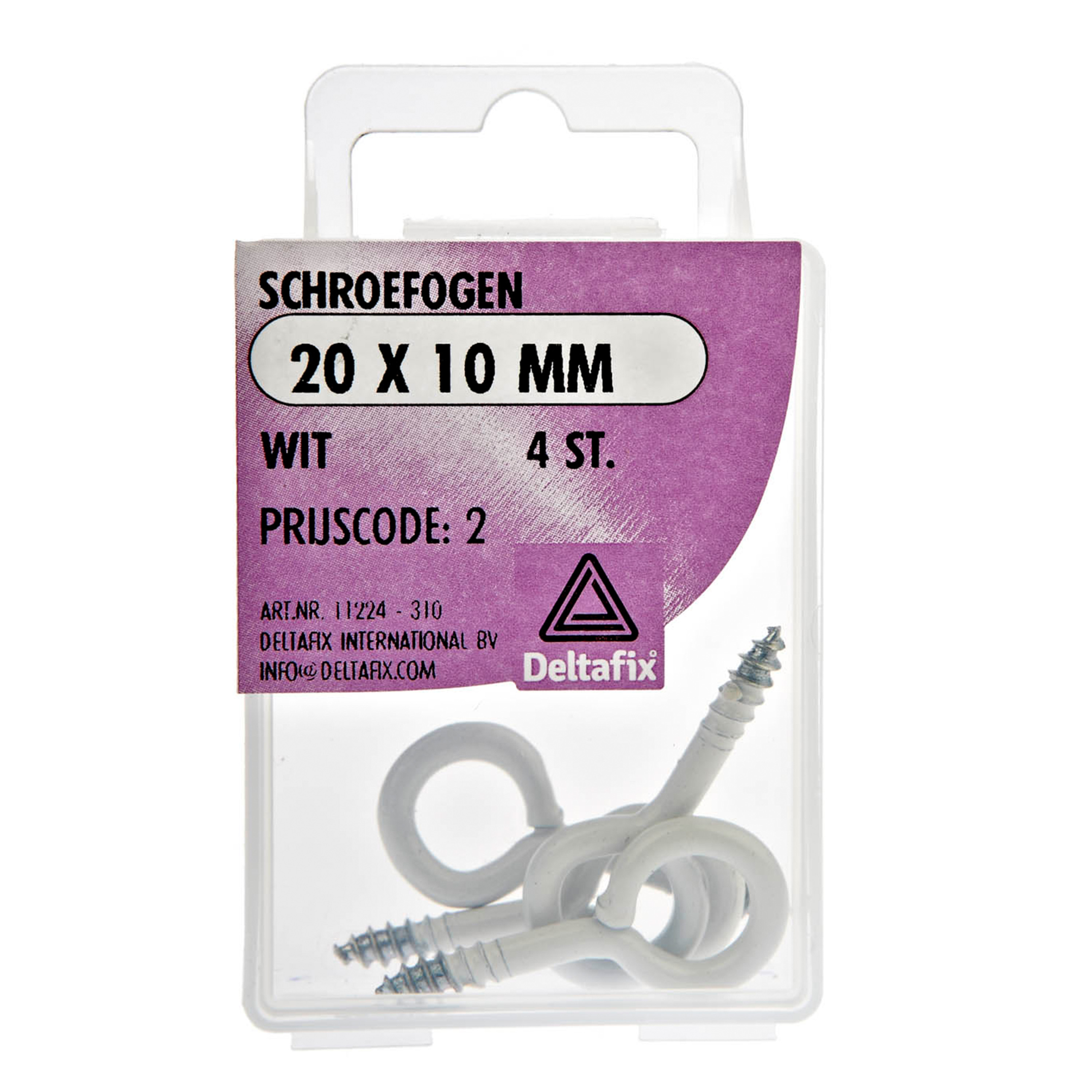 Deltafix Schroefogen - 4x - verzinkt metaal - wit - 20 x 10 mm - ijzerwaren -