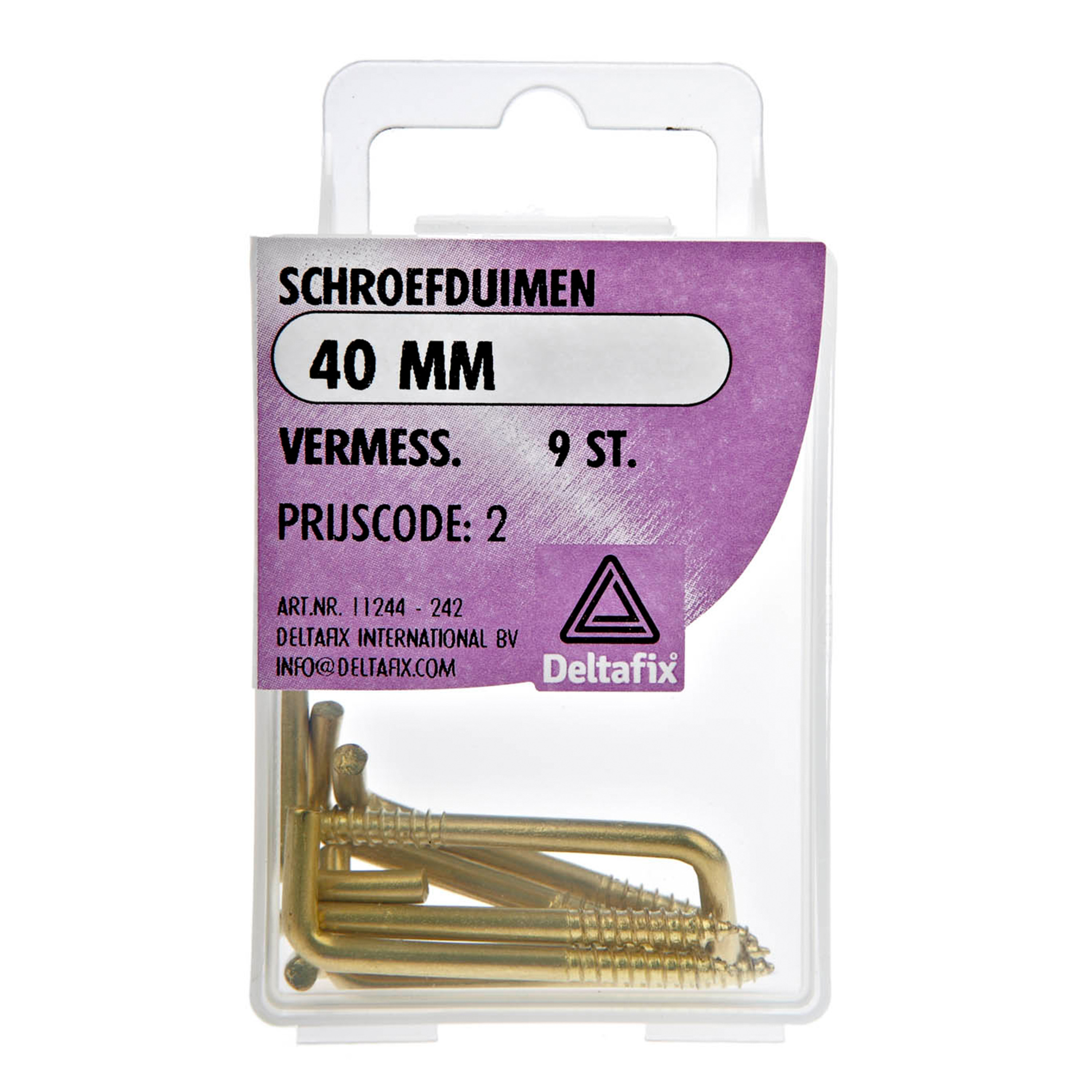 Deltafix Schroefduimen - 9x - vermessingd metaal - 40 mm - ijzerwaren -