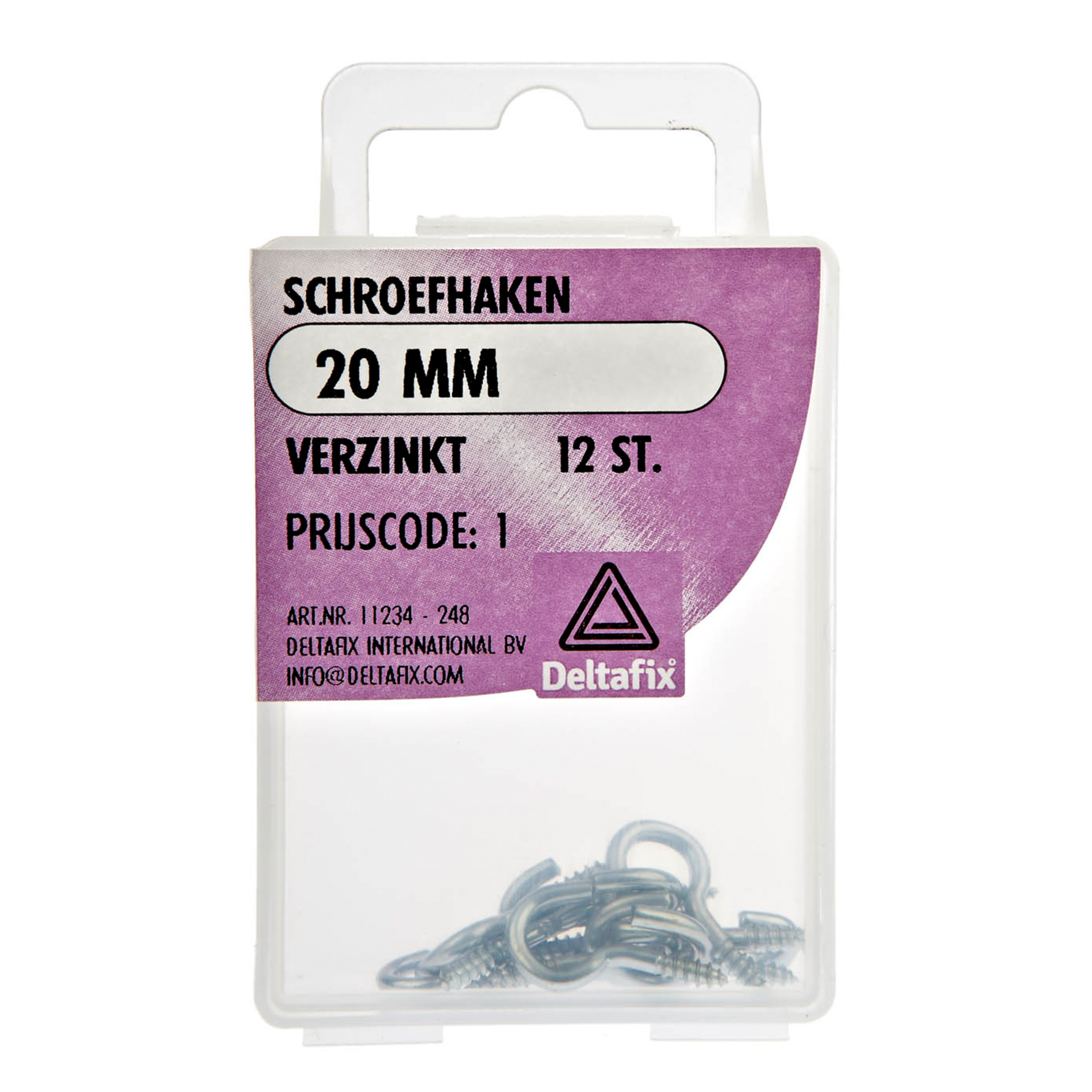 Deltafix Schroefhaken - 12x - verzinkt metaal - 20 mm - ijzerwaren -