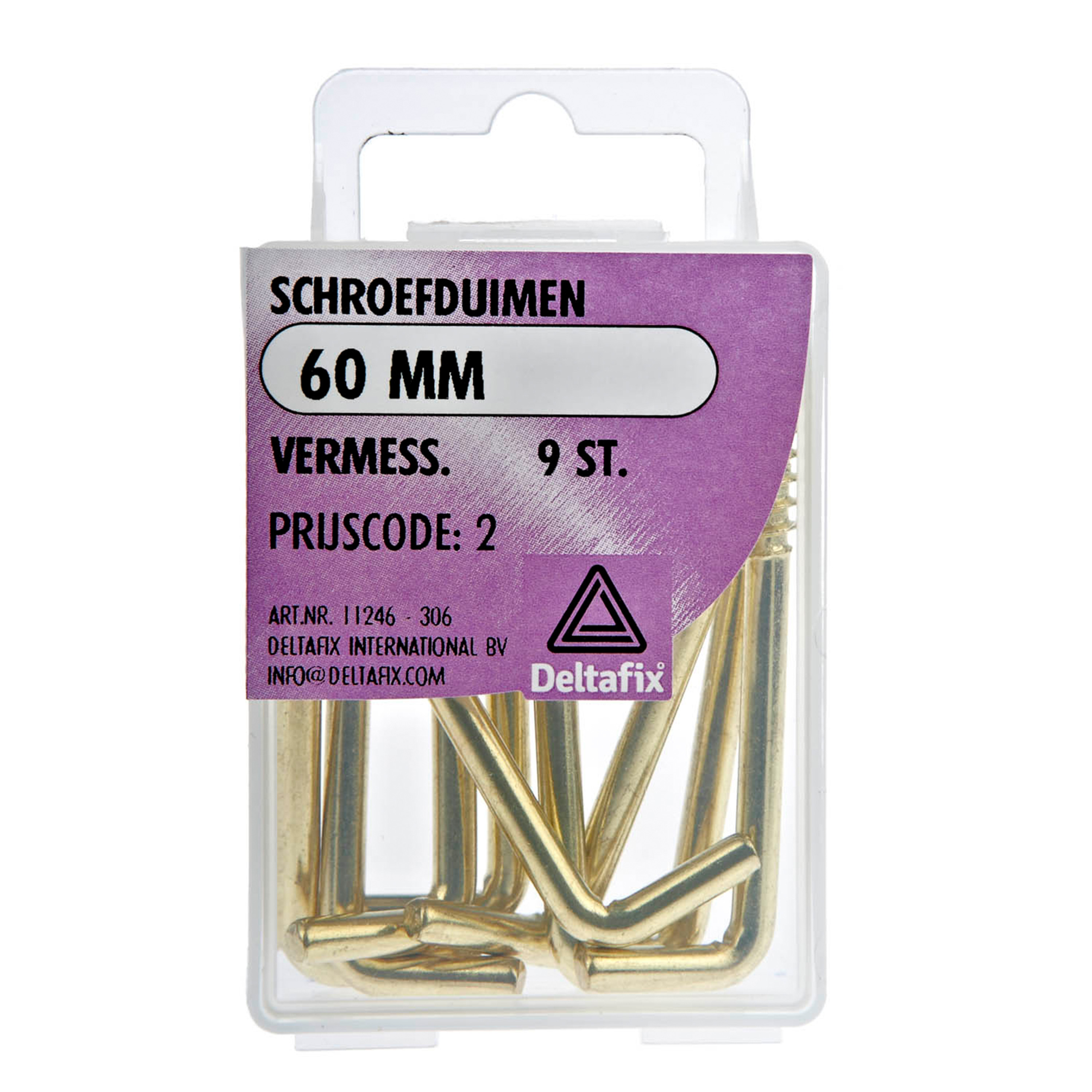 Deltafix Schroefduimen - 9x - vermessingd metaal - 60 mm - ijzerwaren -