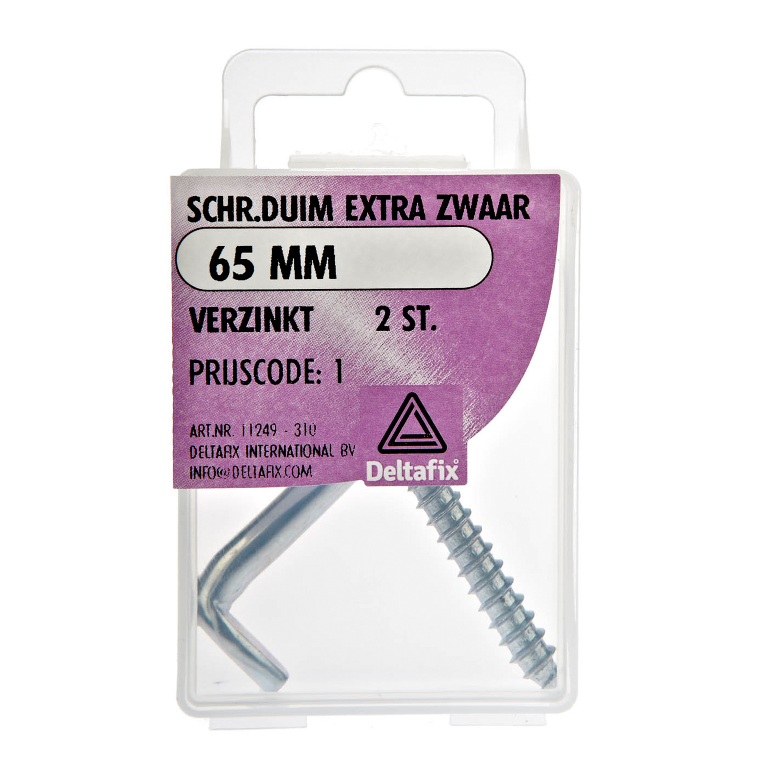 Deltafix Schroefduimen - 2x - verzinkt metaal - 65 mm - ijzerwaren -