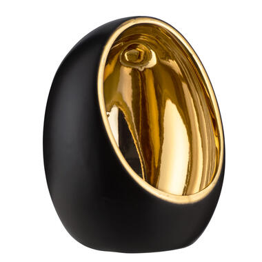 Waxinelichthouder Brygge - Matzwart/Goud - 12,5xØ9,5 cm - Leen Bakker