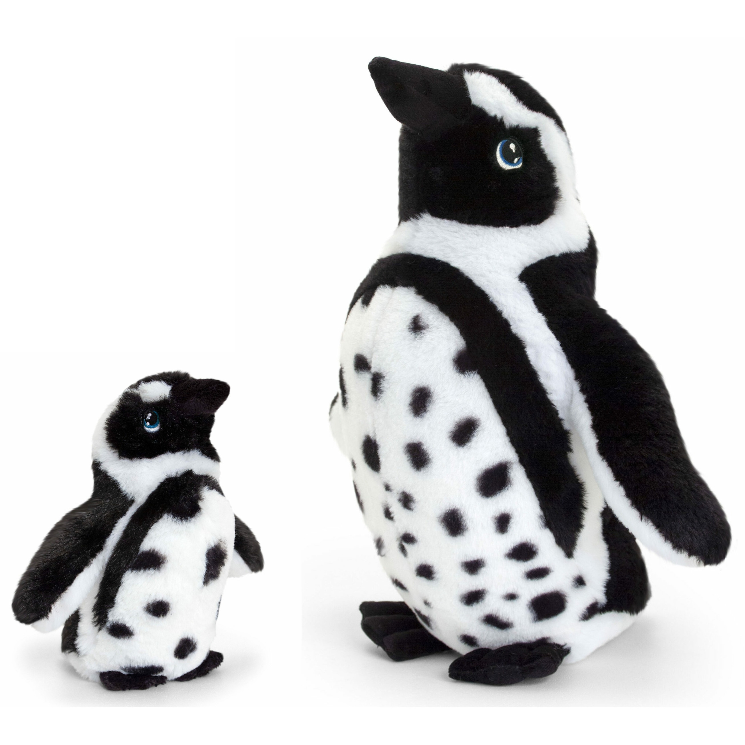 Keel Toys pluche Humboldt pinguin knuffeldieren - wit/zwart - staand - 18 en 40 cm -