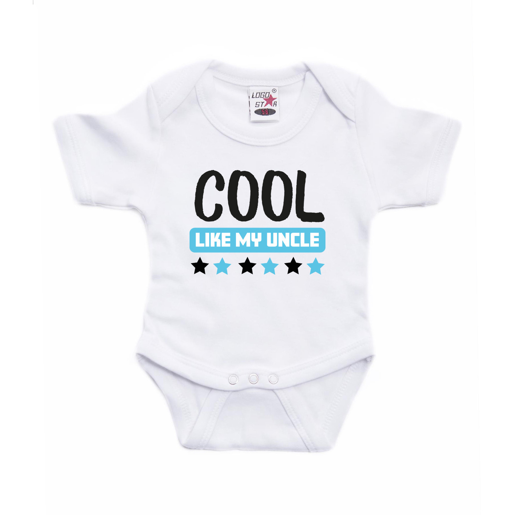 Baby rompertje - oom cadeau romper - cool like my uncle - wit/blauw - kraamcadeau 92 (18-24 maanden) -