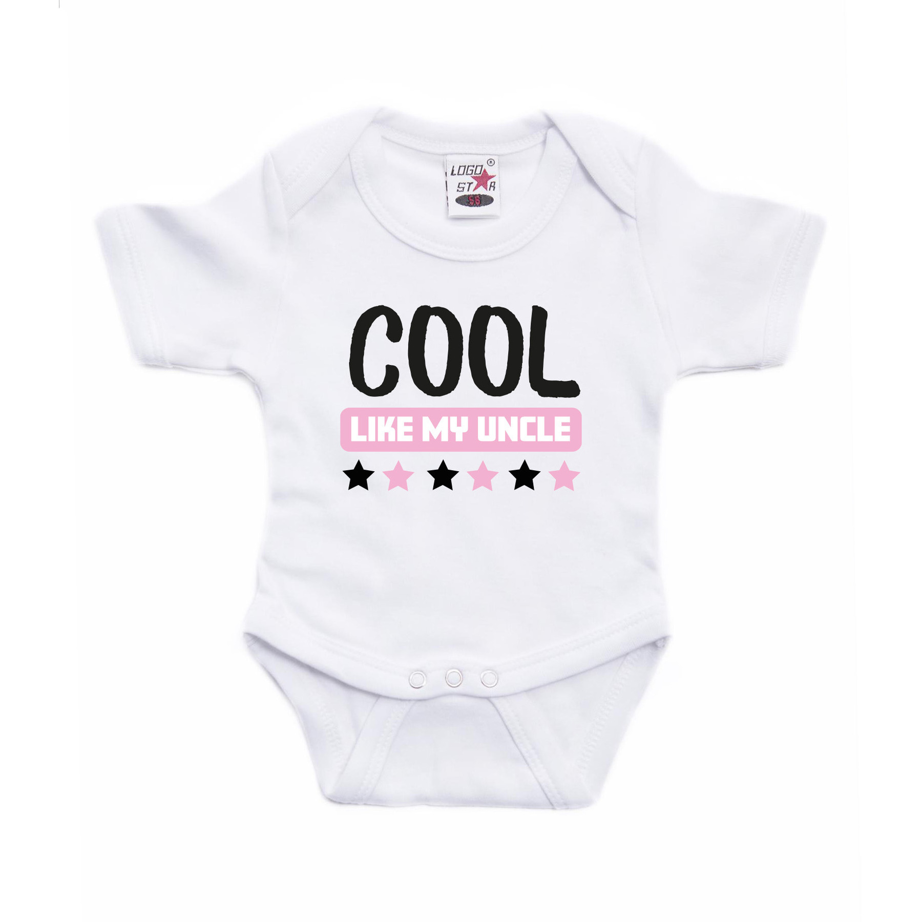 Baby rompertje - oom cadeau romper - cool like my uncle - wit/roze - cadeau romper - kraamcadeau 80 (9-12 maanden) -