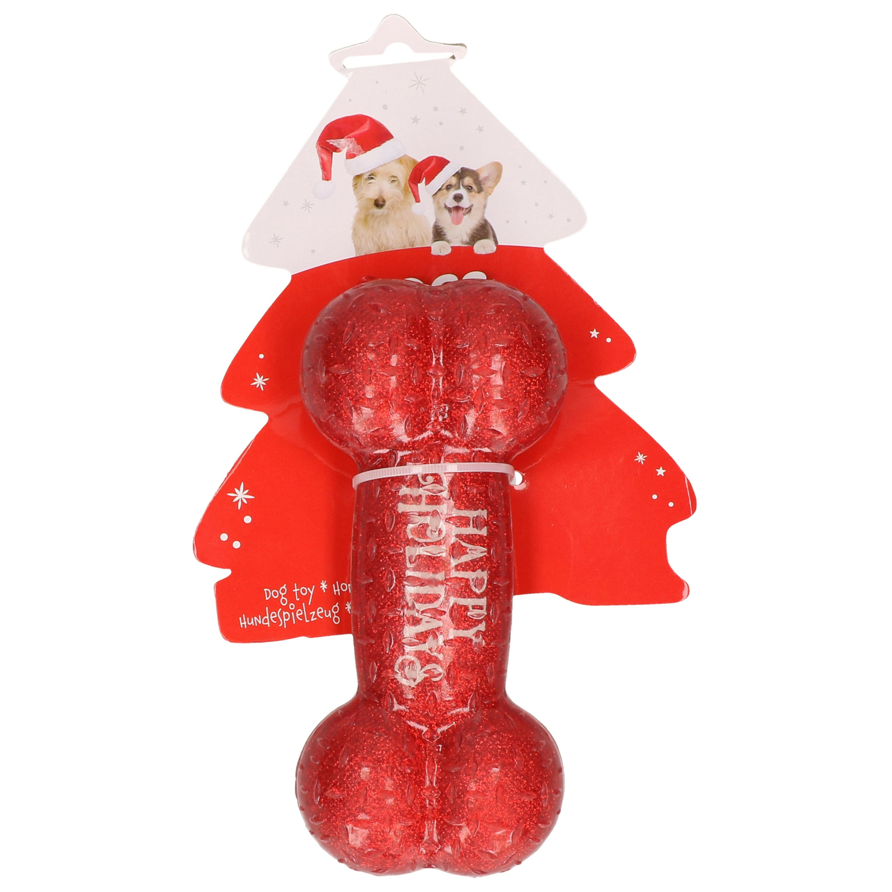 Honden speelgoed bot - rood - 16,5 cm - kerstcadeau voor huisdieren -
