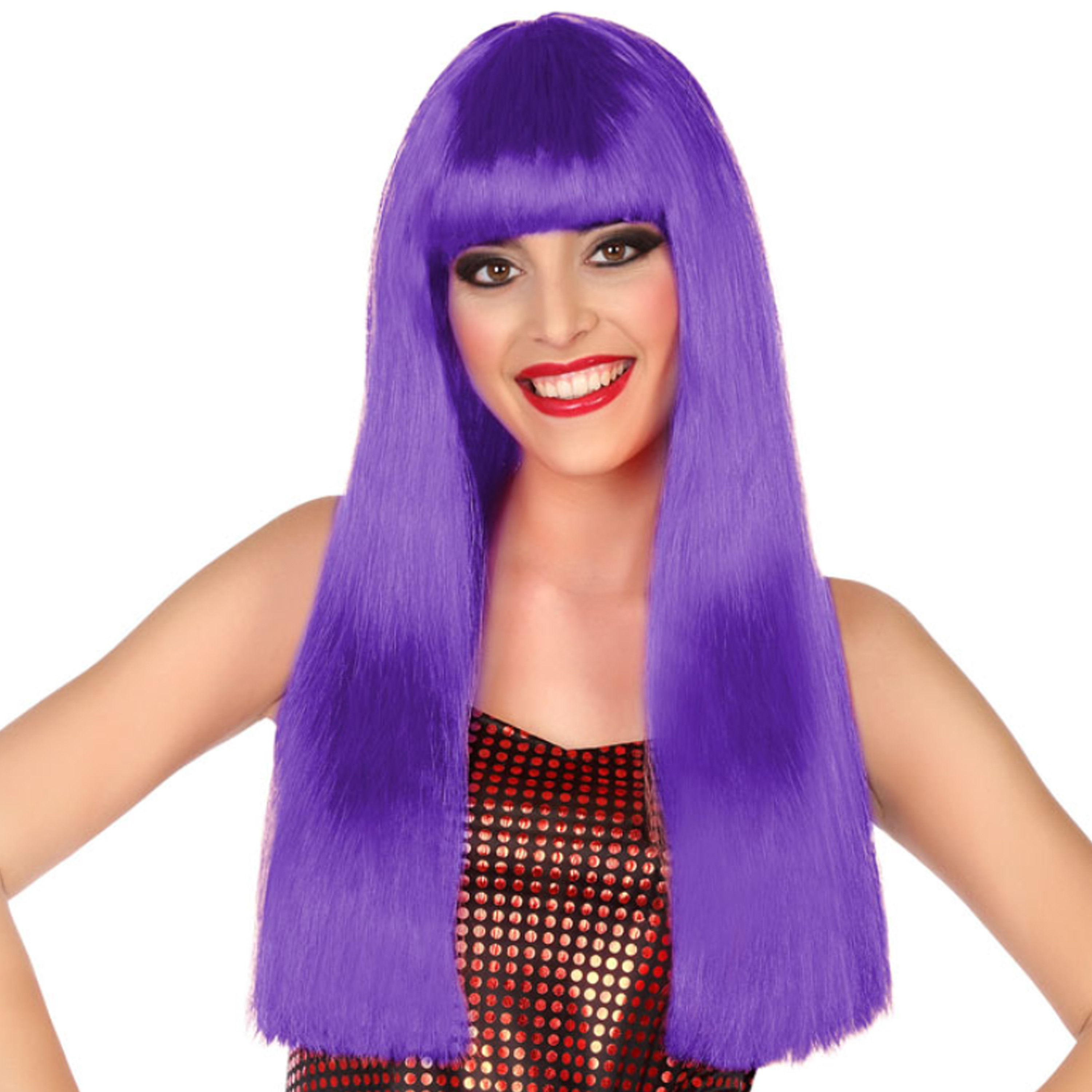 Verkleedpruik voor dames met lang stijl haar - Paars - Carnaval/party -