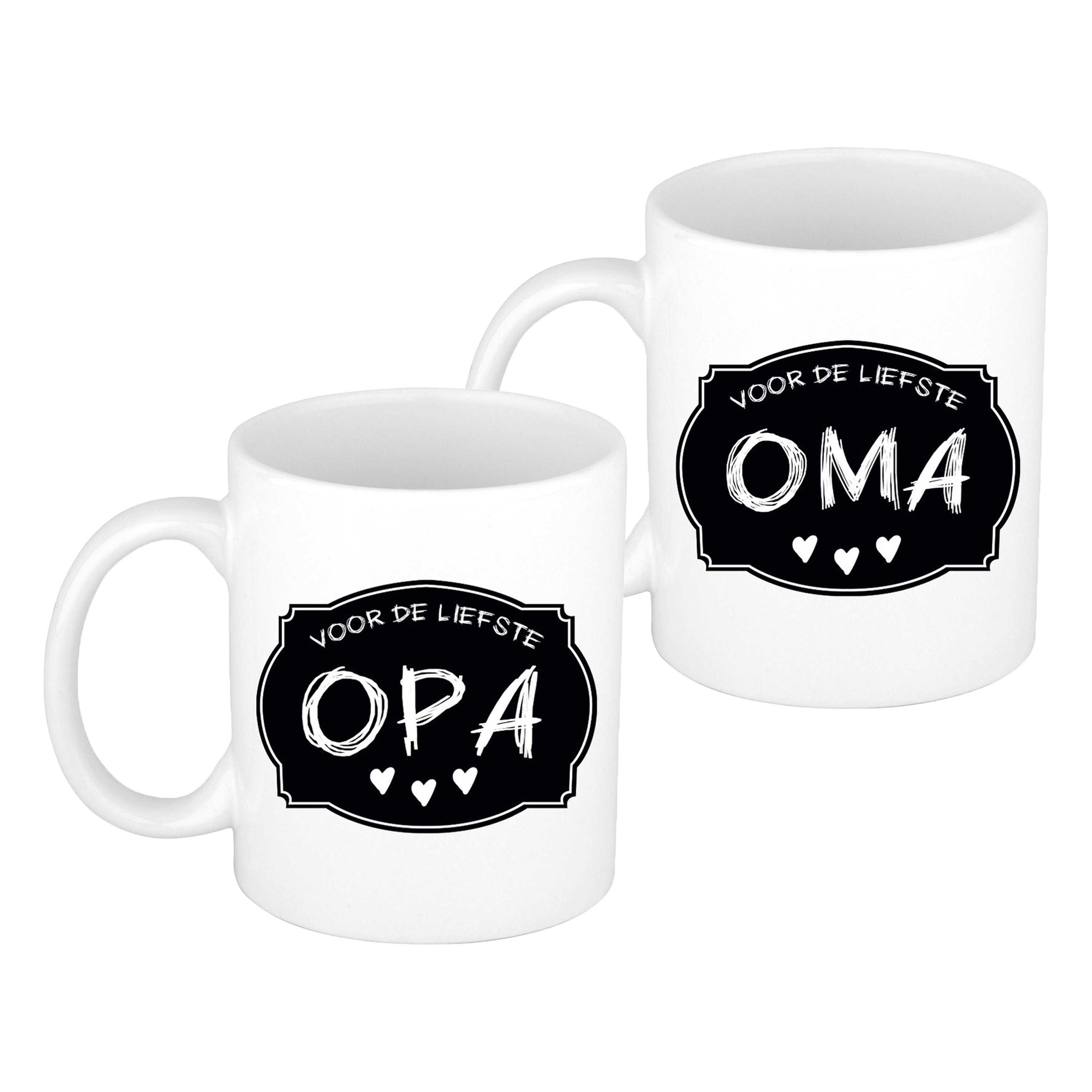 Liefste opa/oma verjaardag cadeau mokken - zwart krijtbord - 300 ml - Keramiek - vaderdag/moederdag -