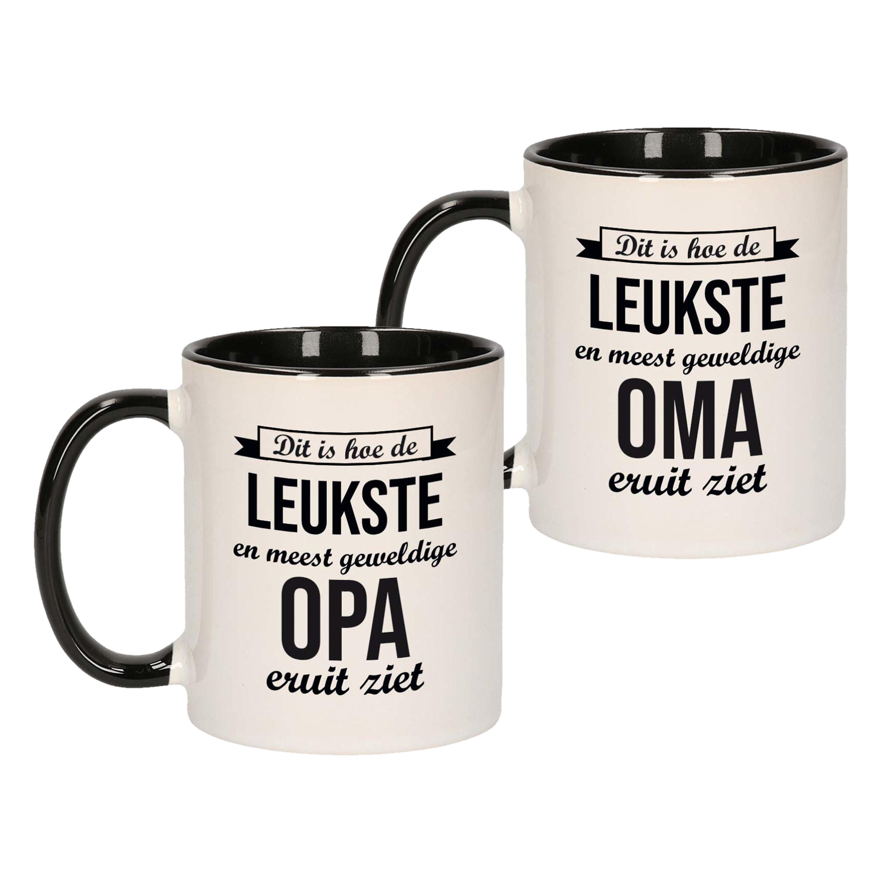 Leukste opa/oma verjaardag cadeau mokken - zwart krijtbord - 300 ml - Keramiek - vaderdag/moederdag -
