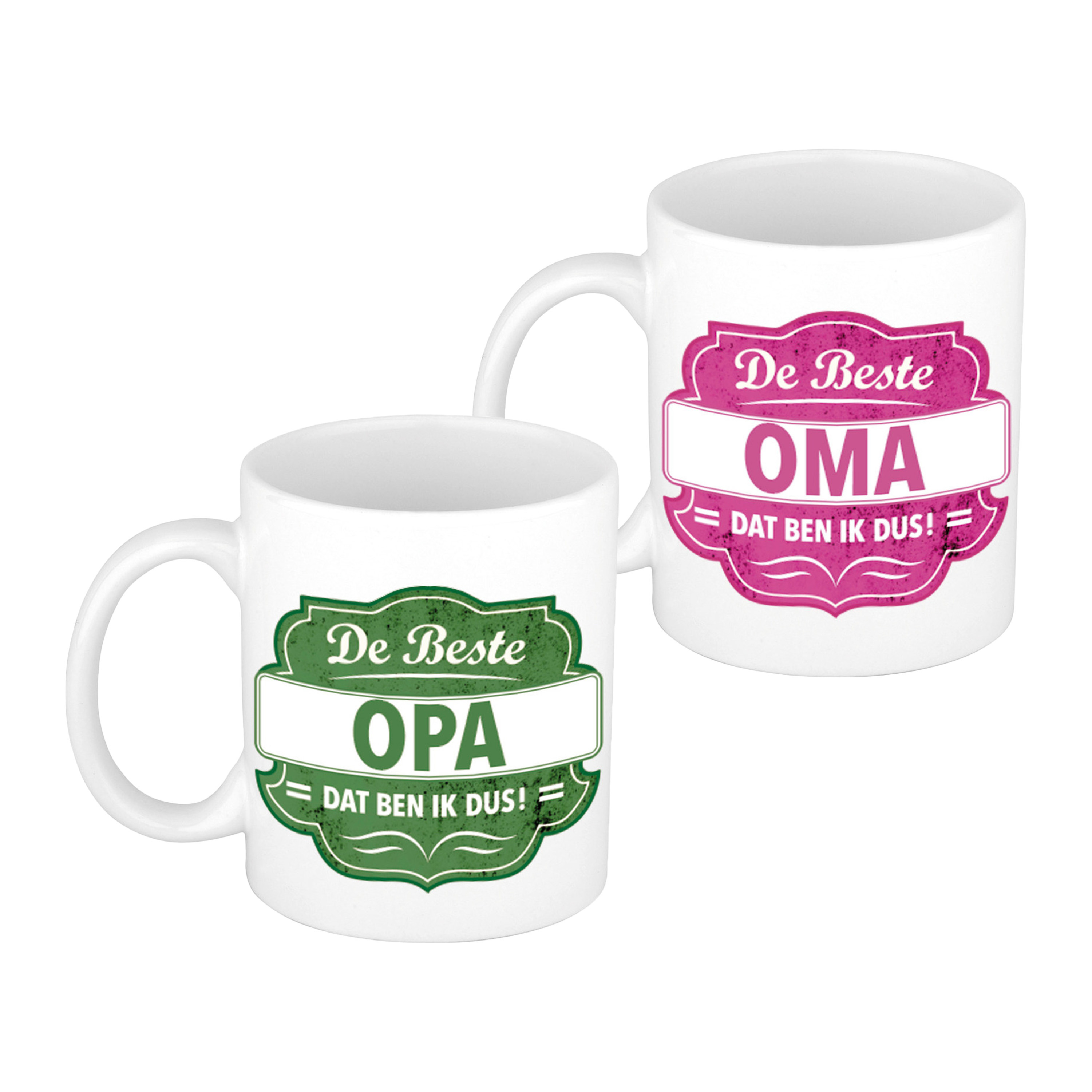 Beste opa/oma verjaardag cadeau drinkmokken set - 300 ml - Keramiek -