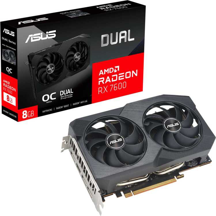 ASUS DUAL Radeon RX 7600 OC grafische kaart 1x HDMI, 3x DisplayPort