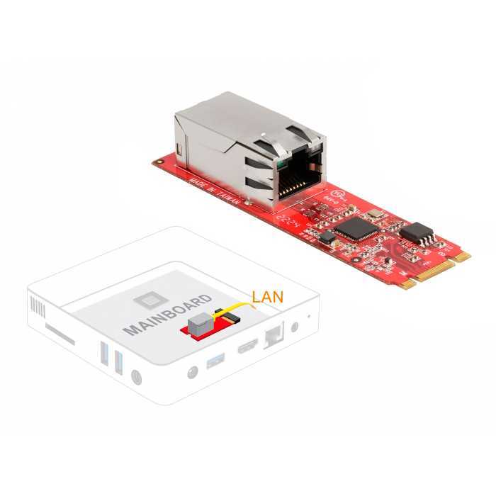 DeLOCK Converter M.2 Key B+M male to 1 x RJ45 2.5 Gigabit LAN port horizontal netwerkadapter