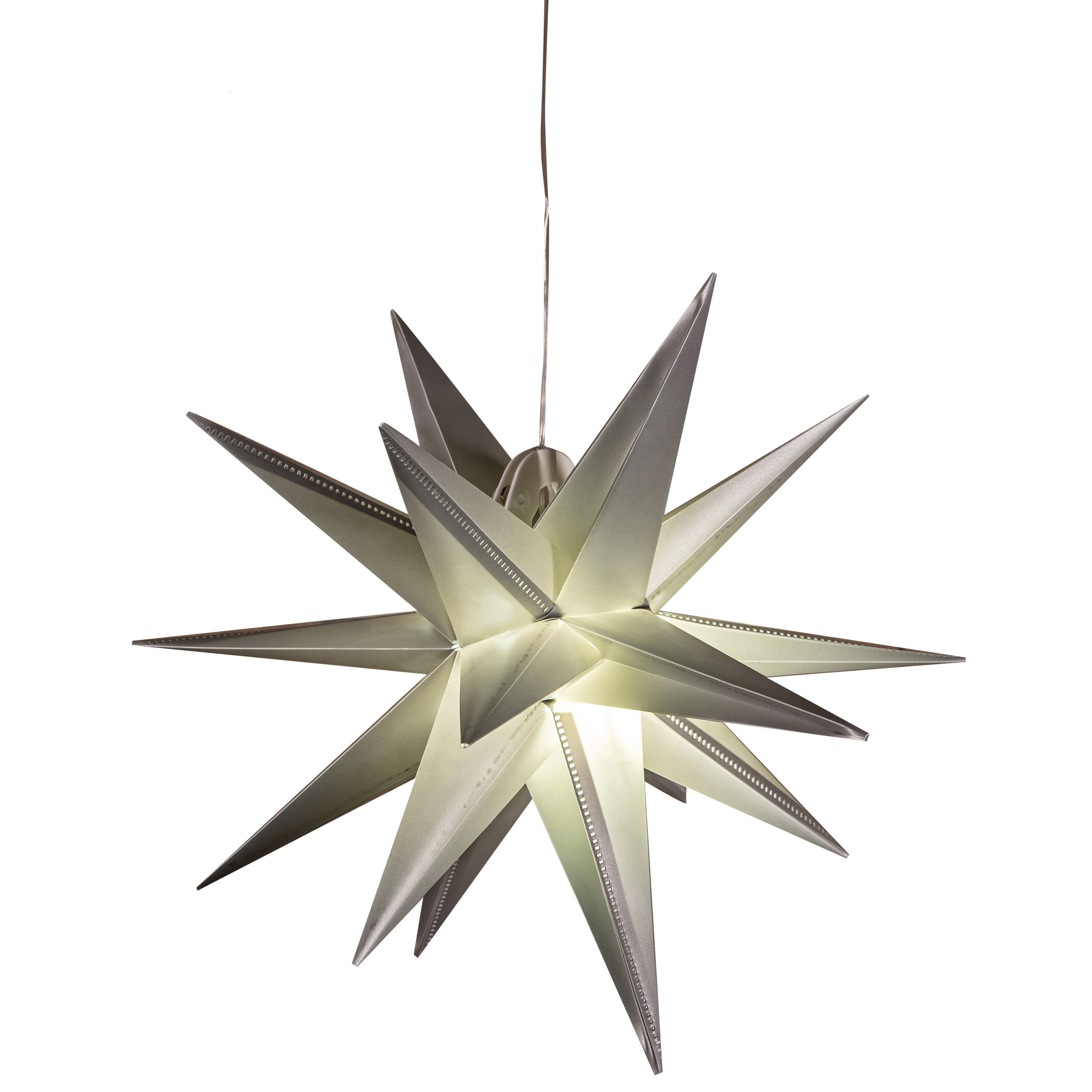 Verlichte 3D kerstster - zilver - 35 cm - kunststof - op batterijen - kerstverlichting -