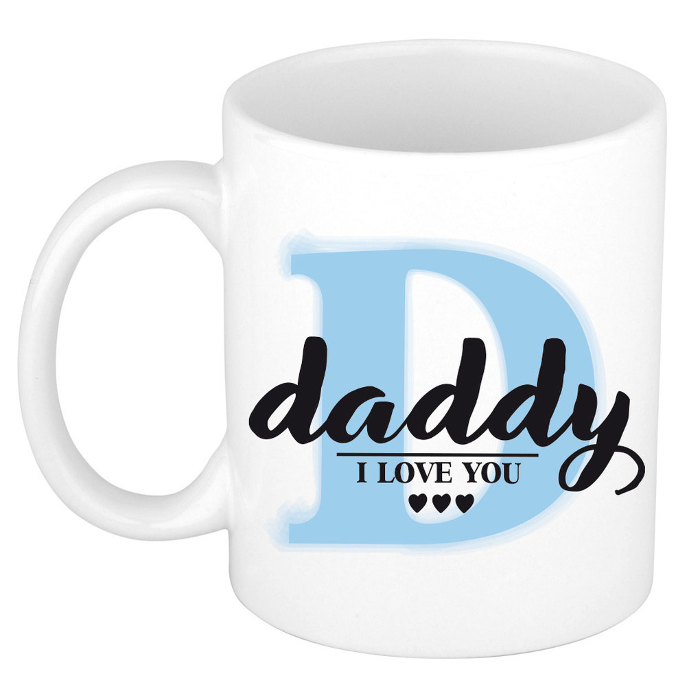 Vaderdag cadeau koffie/thee mok - Daddy I Love You - blauw - 300 ml - keramiek -