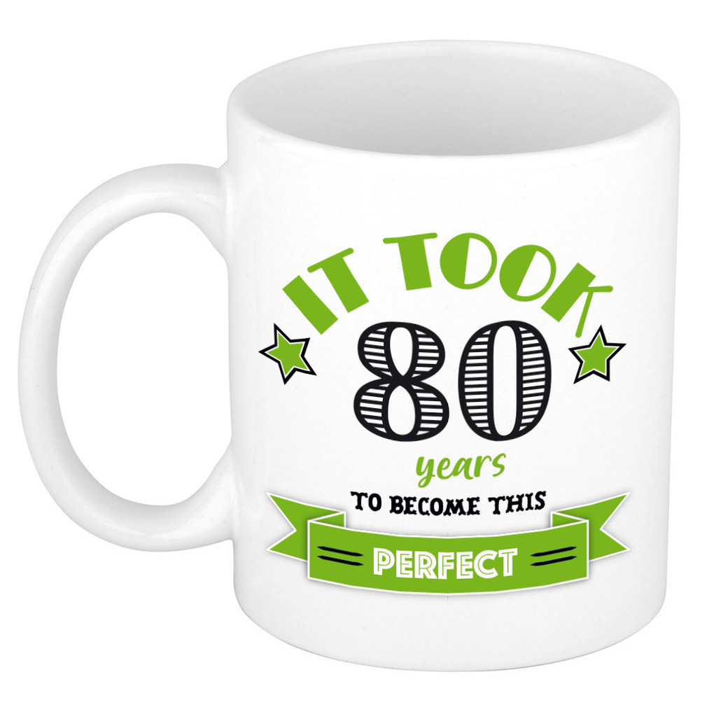 Verjaardag cadeau mok 80 jaar - groen - grappig - 300 ml - keramiek -