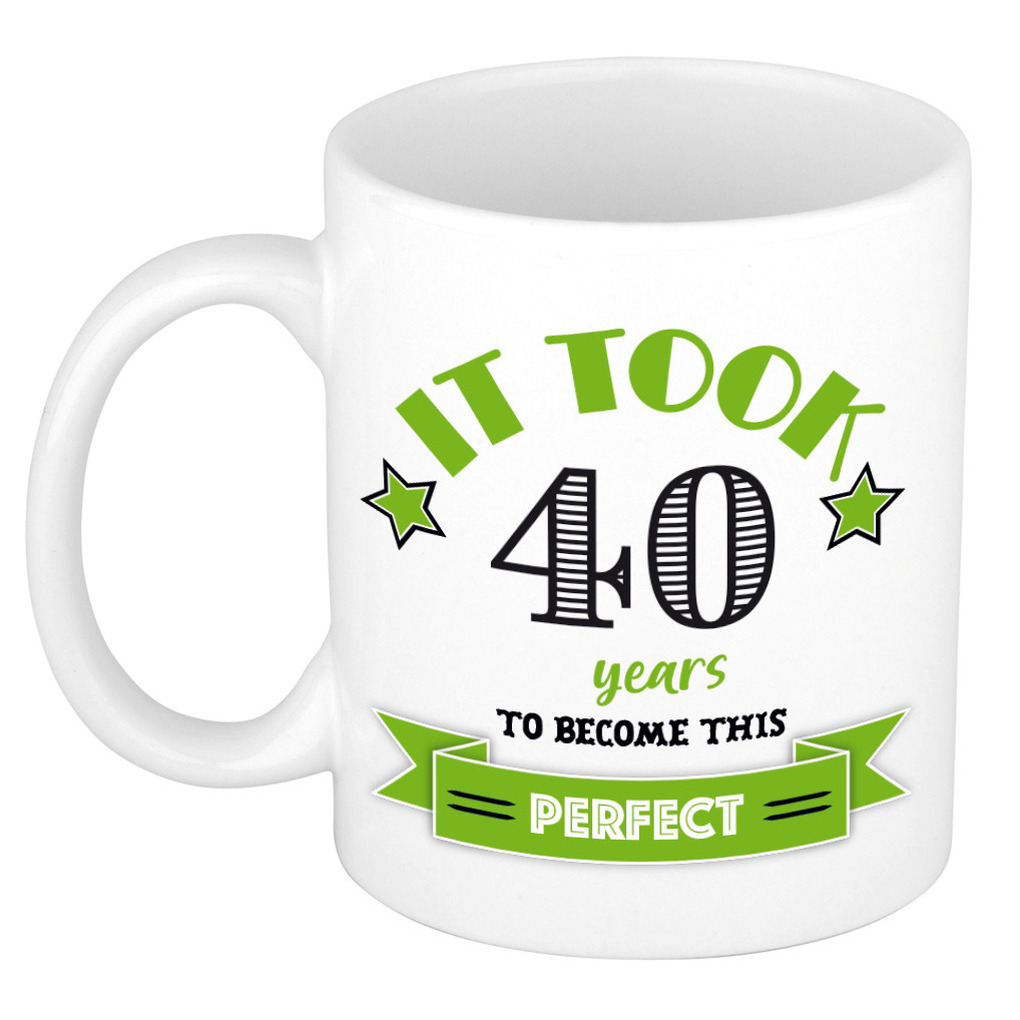 Verjaardag cadeau mok 40 jaar - groen - grappig - 300 ml - keramiek -