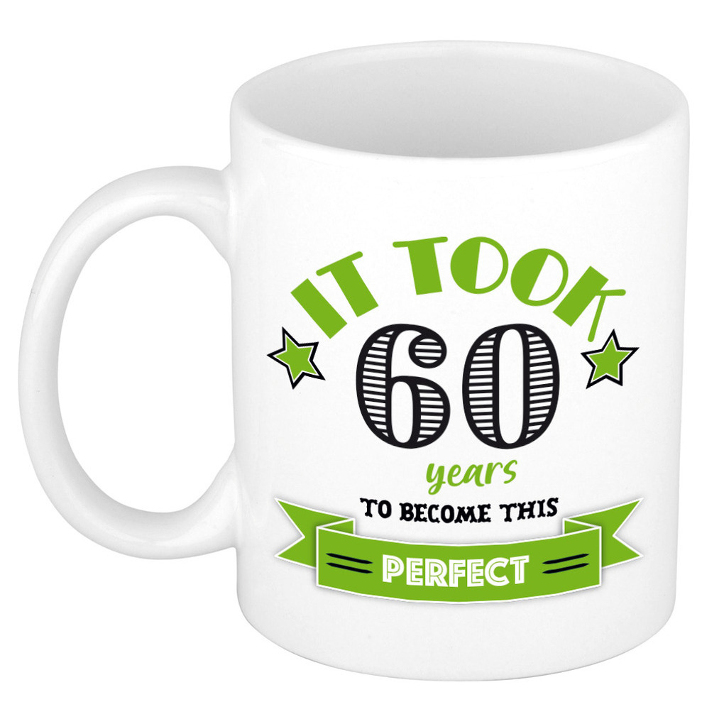 Verjaardag cadeau mok 60 jaar - groen - grappig - 300 ml - keramiek -