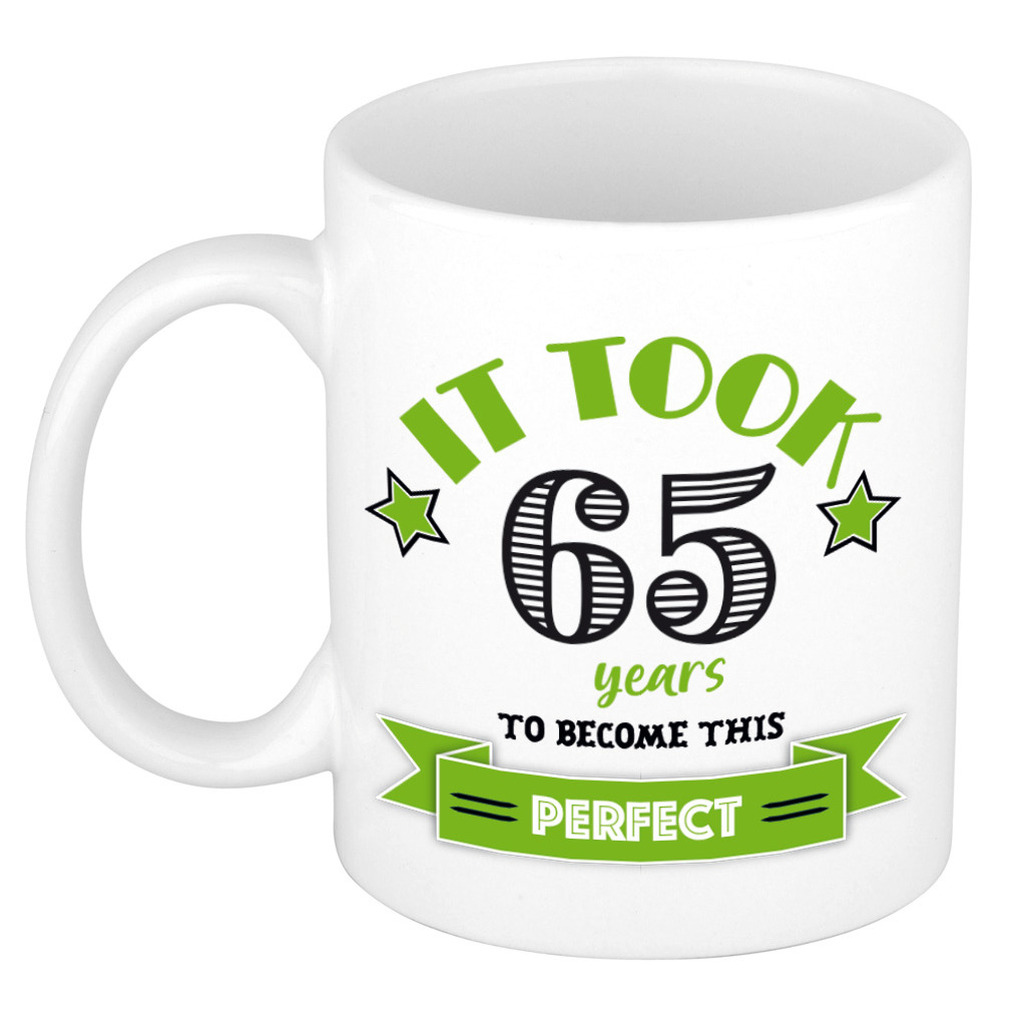 Verjaardag cadeau mok 65 jaar - groen - grappig - 300 ml - keramiek -