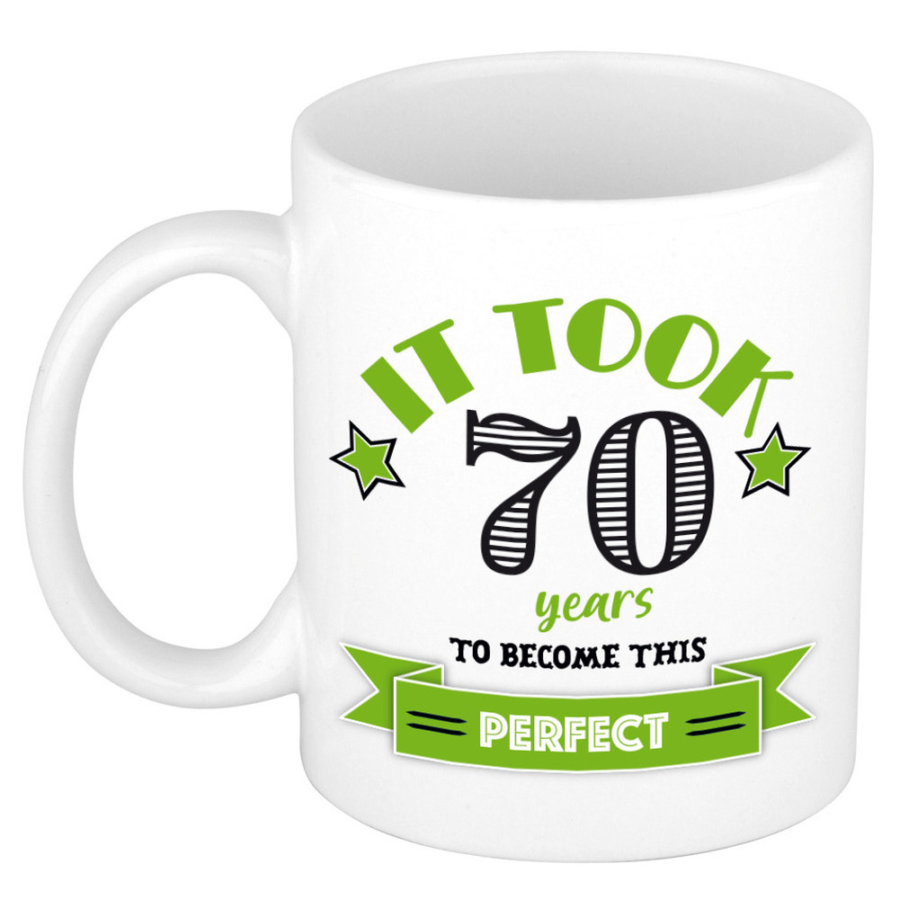Verjaardag cadeau mok 70 jaar - groen - grappig - 300 ml - keramiek -