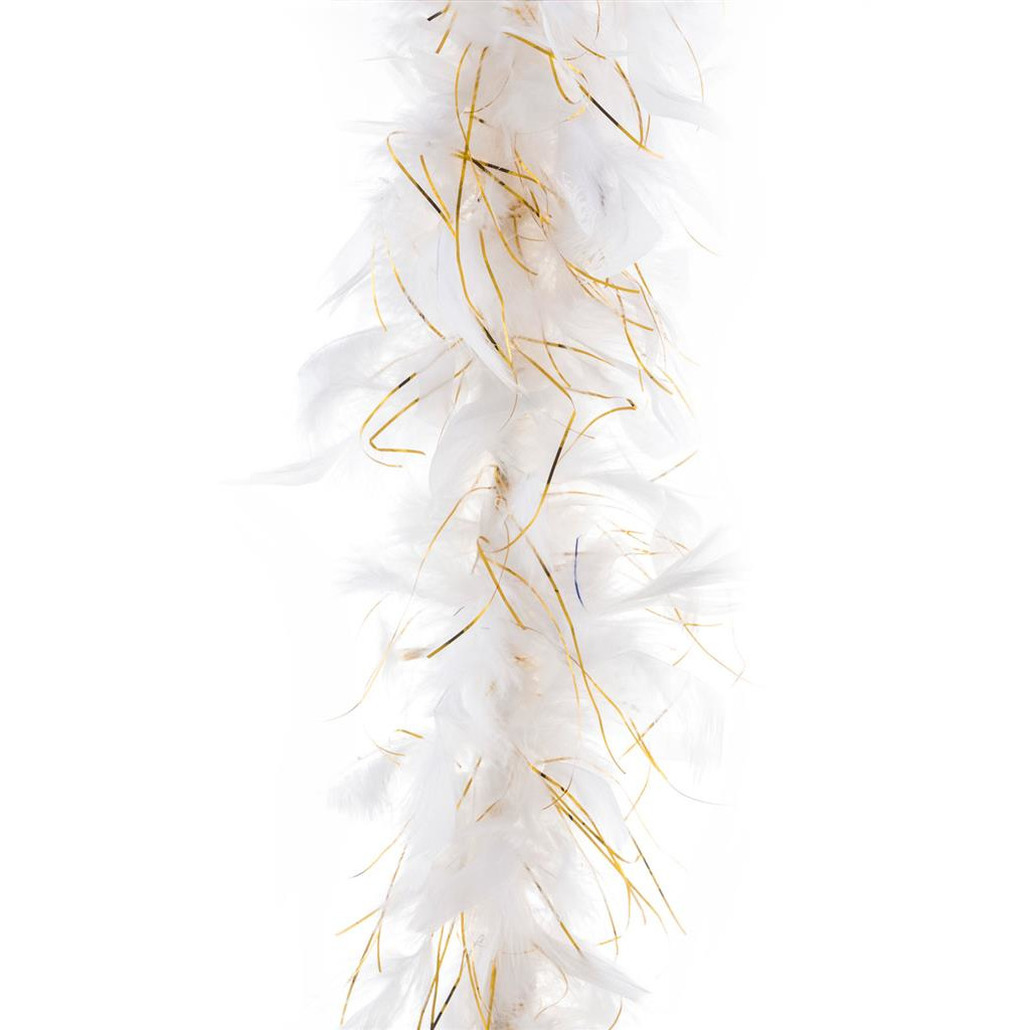 Boa kerstslinger - wit/goud - 200 cm - kerstboomversiering -