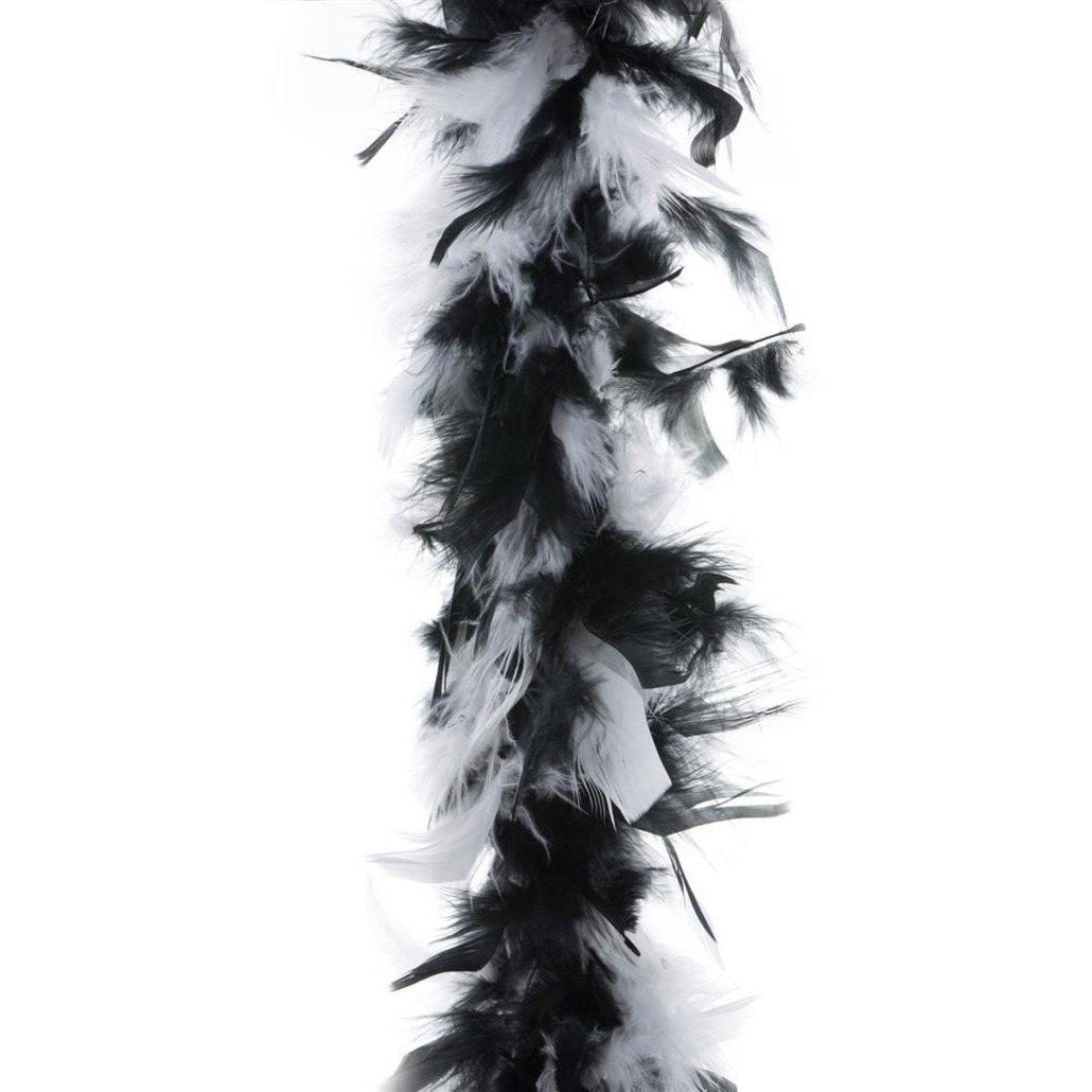 Boa kerstslinger - zwart/wit - 200 cm - kerstboomversiering -