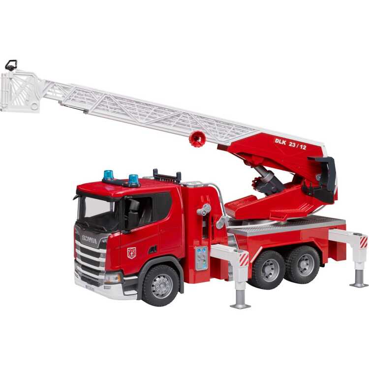 bruder Scania Super 560R brandweerwagen met ladder, waterpomp en licht en geluid modelvoertuig 03591