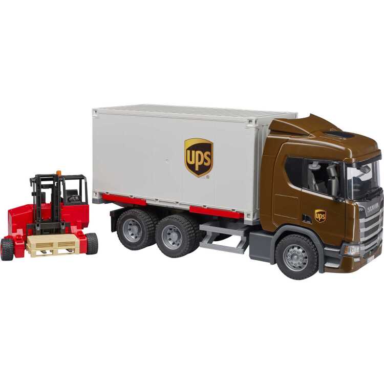 bruder Scania Super 560R UPS logistiek vrachtwagen met heftruck en pallets modelvoertuig 03582