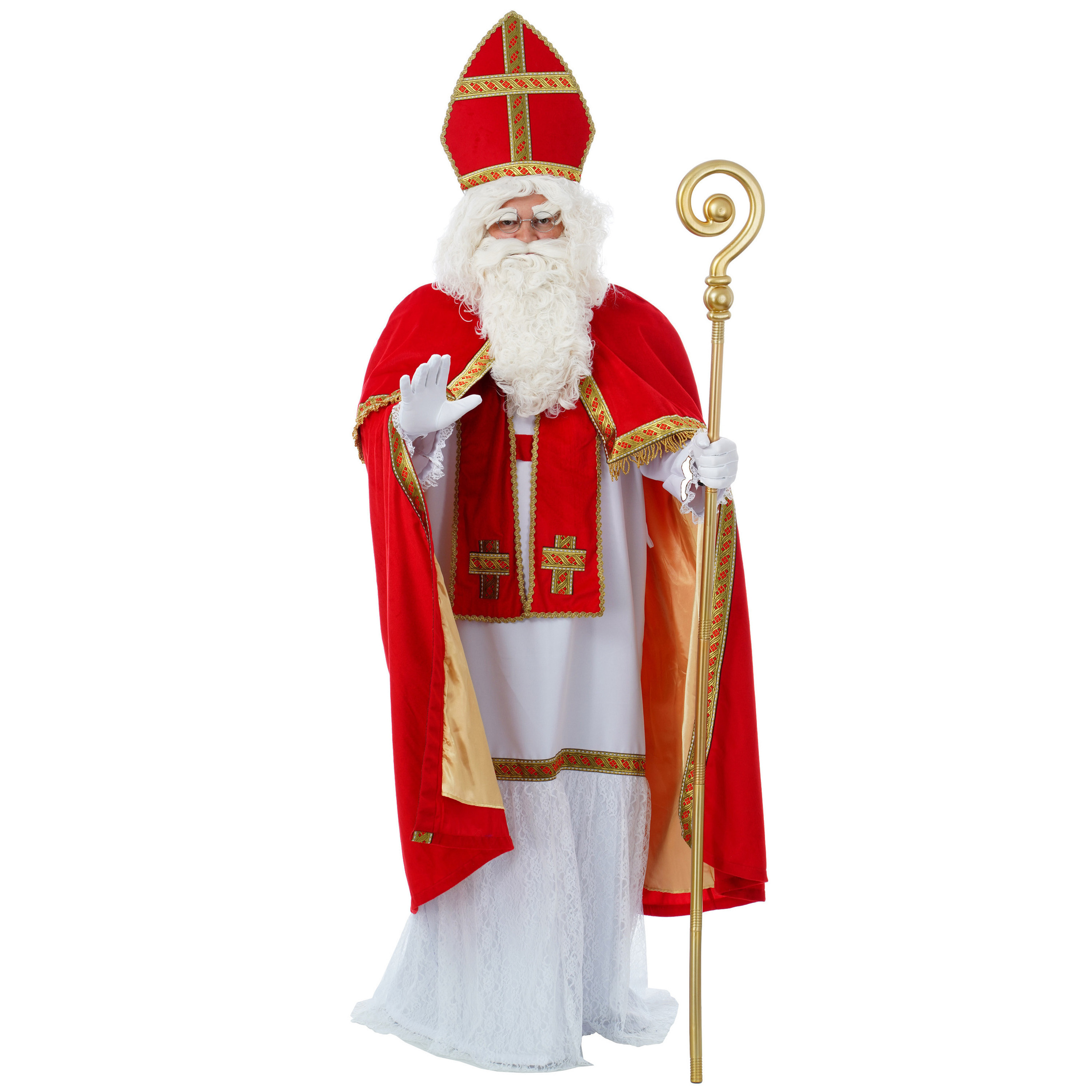 Sinterklaas kostuum - inclusief korte witte handschoenen One size -
