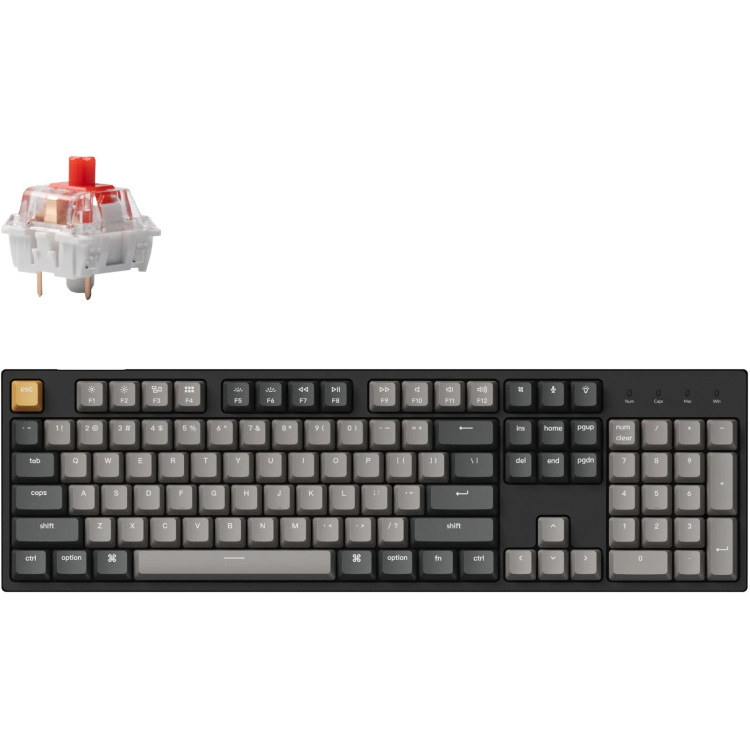 Keychron C2 Pro-M1 toetsenbord RGB leds, Double-shot PBT, hot swap