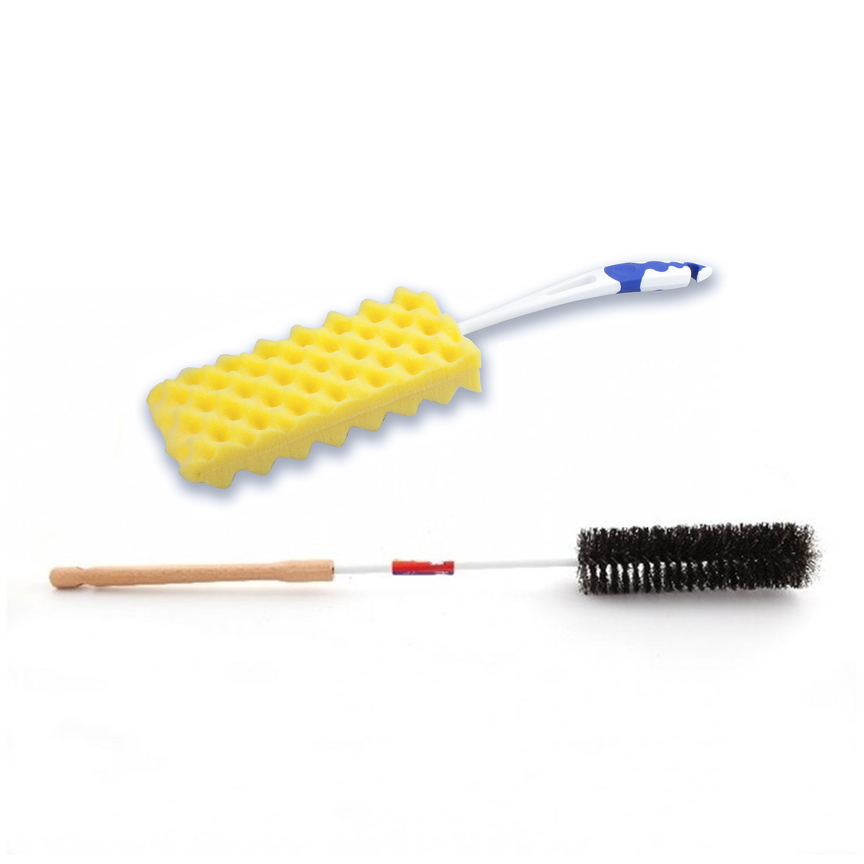 Radiatorborstel set - 2-delig - 65 cm - schuimspons - 46 cm - schoonmaakborstel -